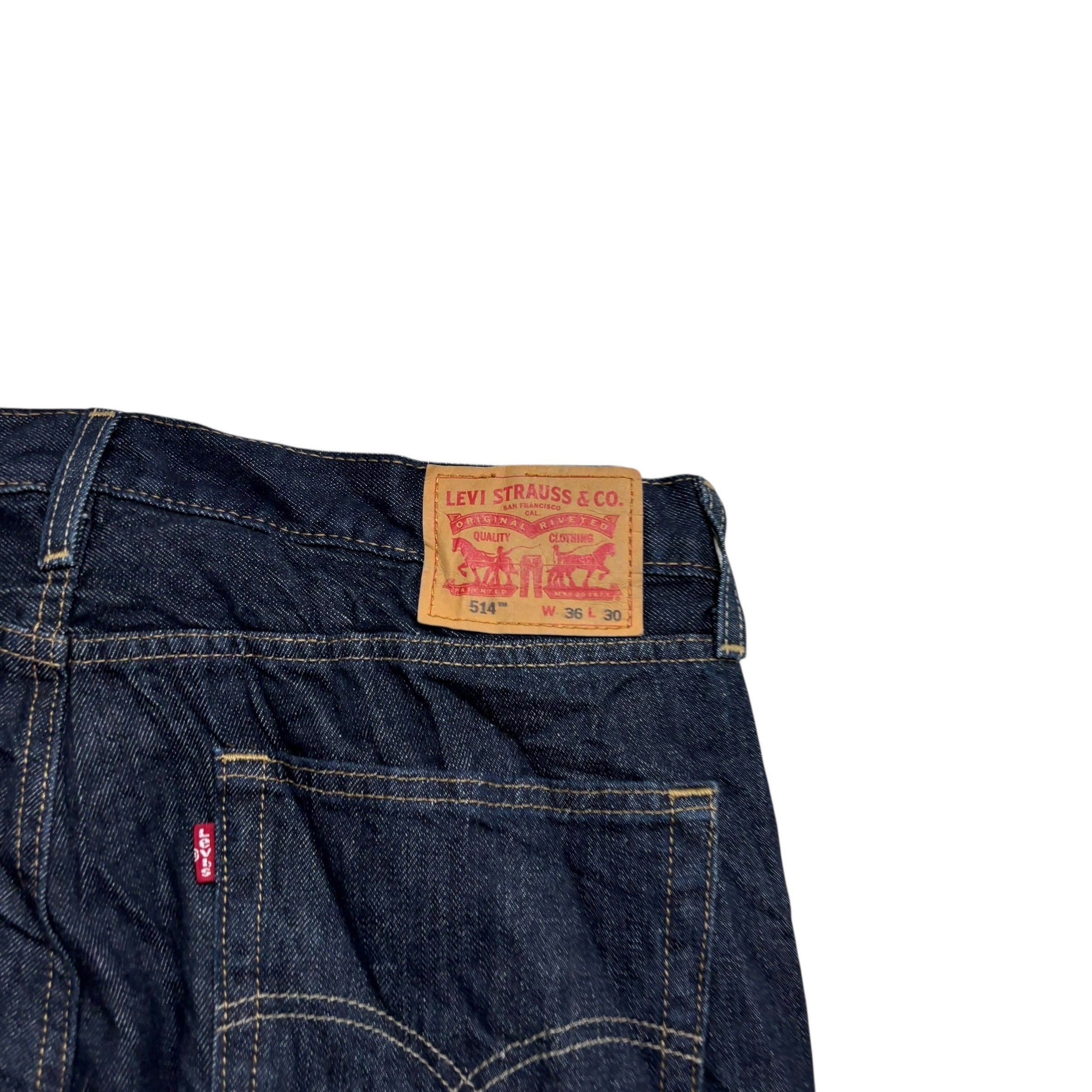 Levis 514 Jeans W36 L30 Mens Dark Blue Regular Straight Fit Denim (E)