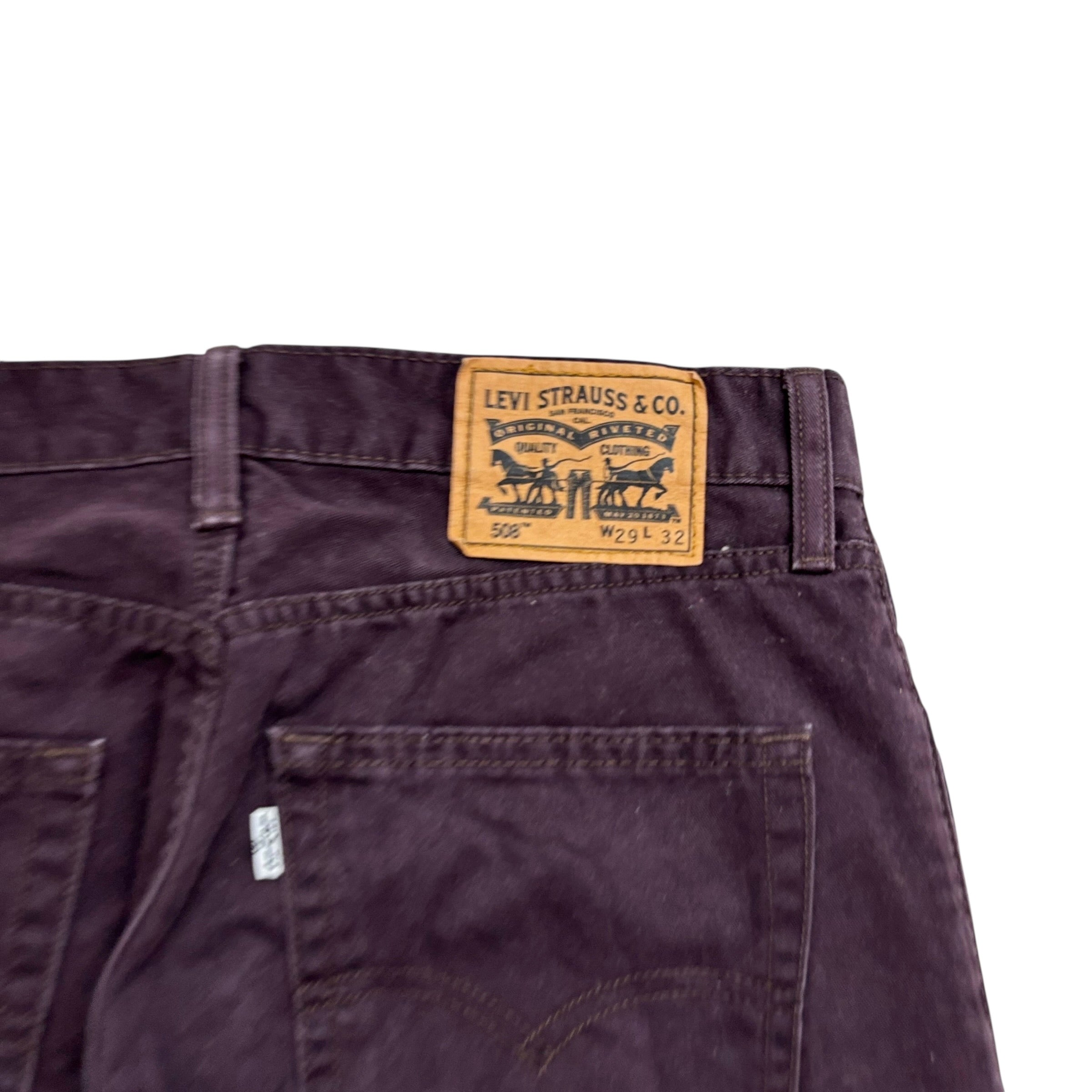 Levis 508 Trousers W29 L32 Mens Purple Regular Tapered Fit Pants (E)