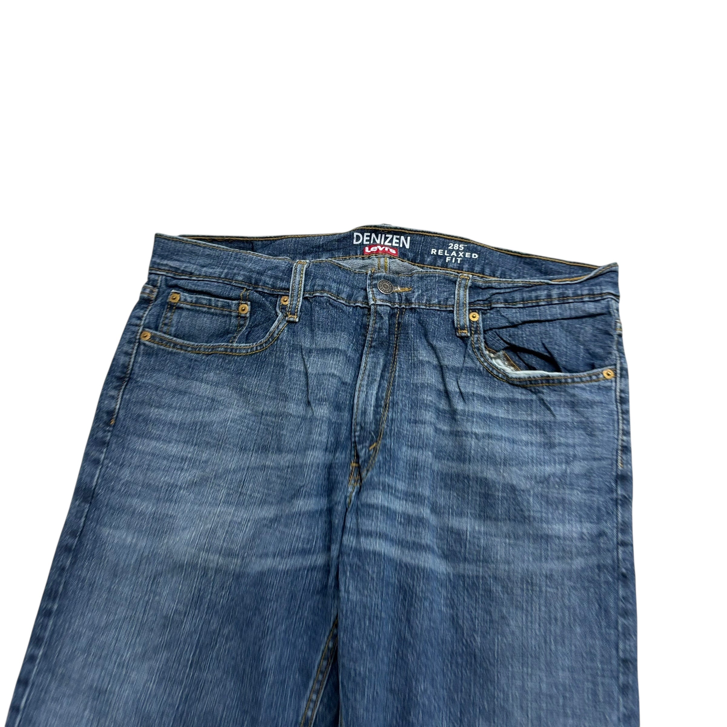 Levis Denizen Jeans W36 L32 Mens Mid Blue Relaxed Straight Fit Stretch (E)