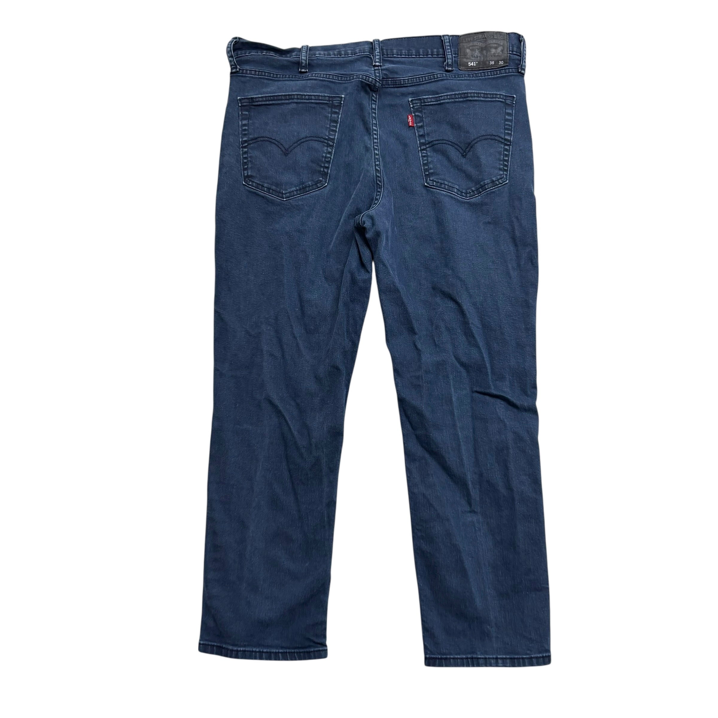 Levis 541 Jeans W38 L28 Mens Navy Blue Athletic Tapered Fit Stretch Denim (E)