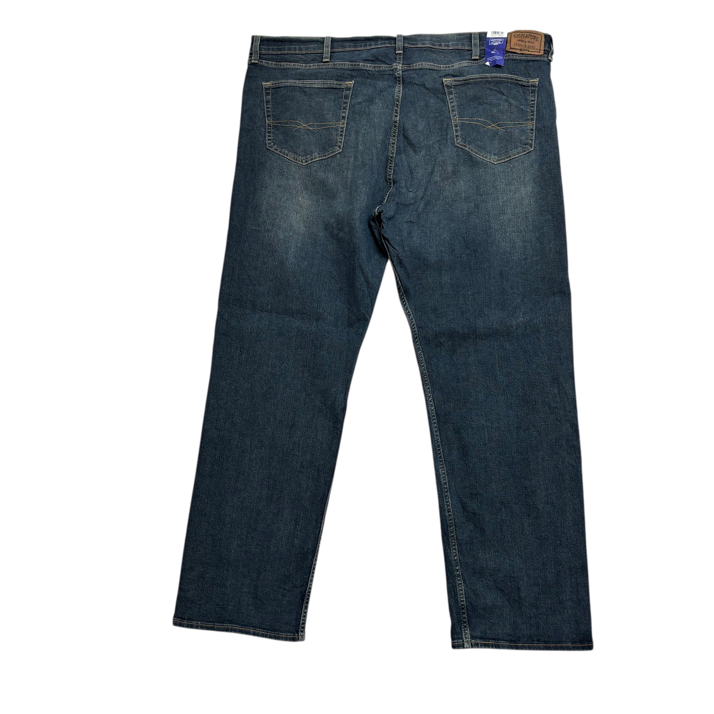 Levis Signature Jeans W46 L32 Mens Dark Blue Regular Straight Stretch Denim (E)