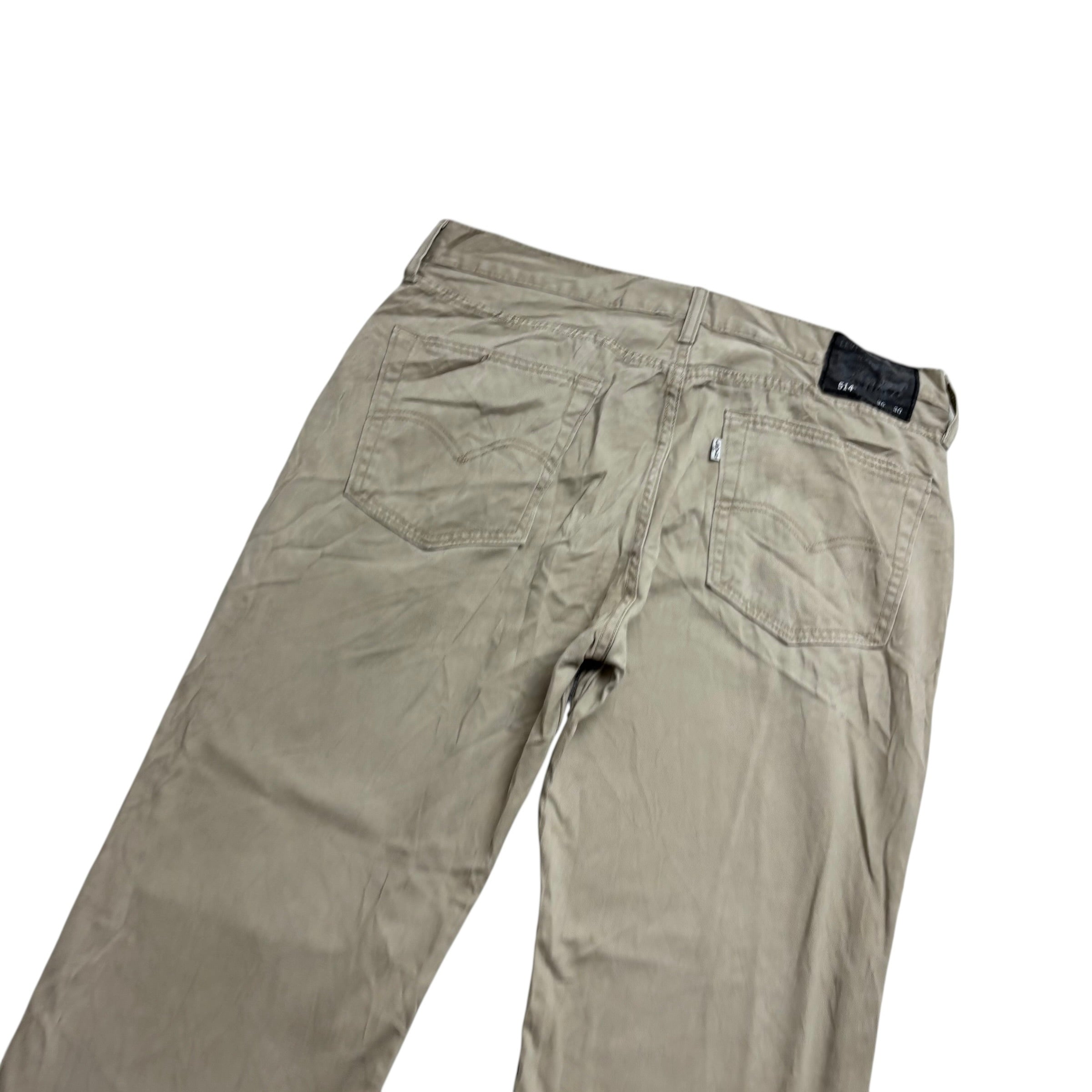 Levis 514 Trousers W36 L30 Mens Cream Regular Straight Fit Cotton Pants (E)