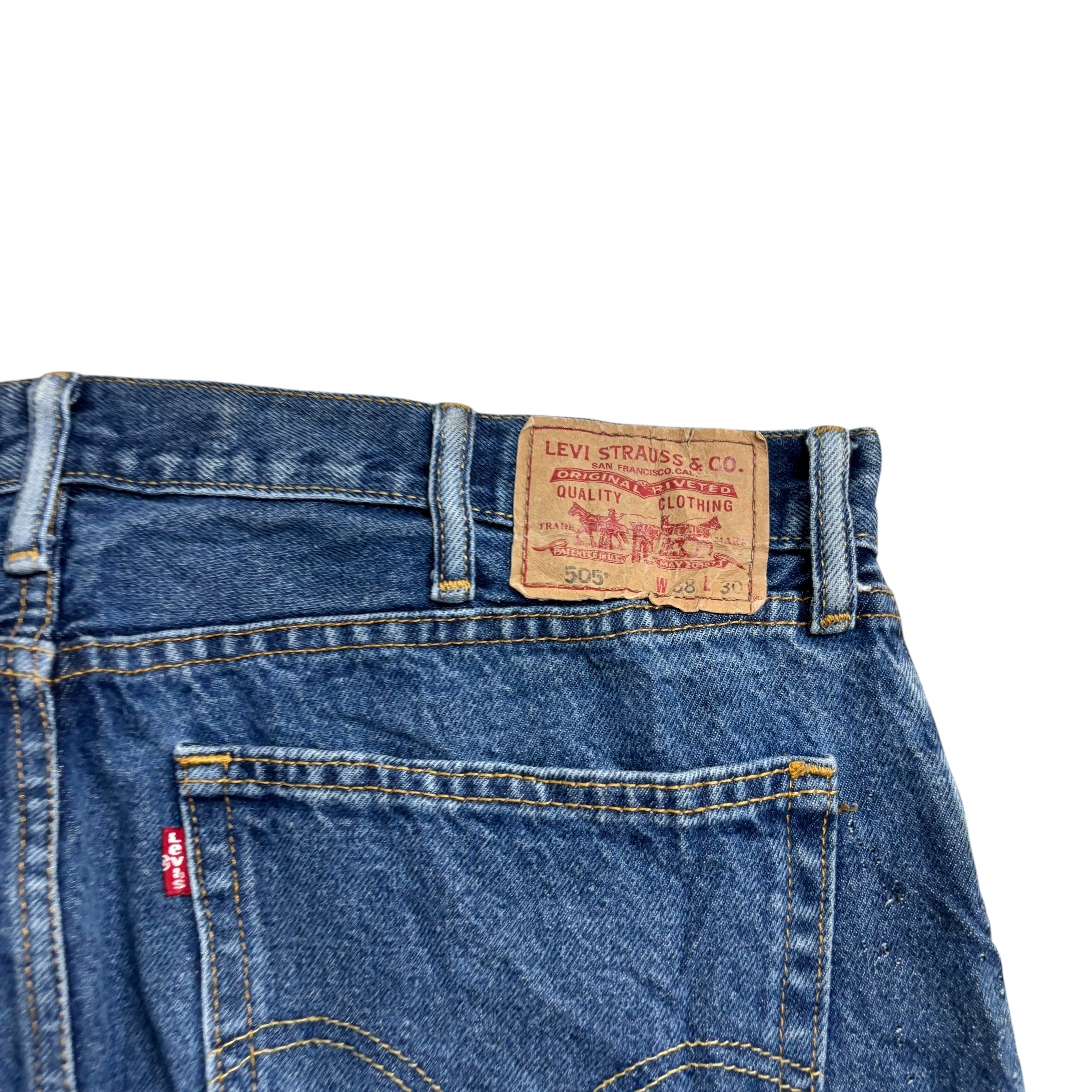 Levis 505 Jeans W38 L30 Mens Mid Blue Regular Straight Fit Vintage Denim