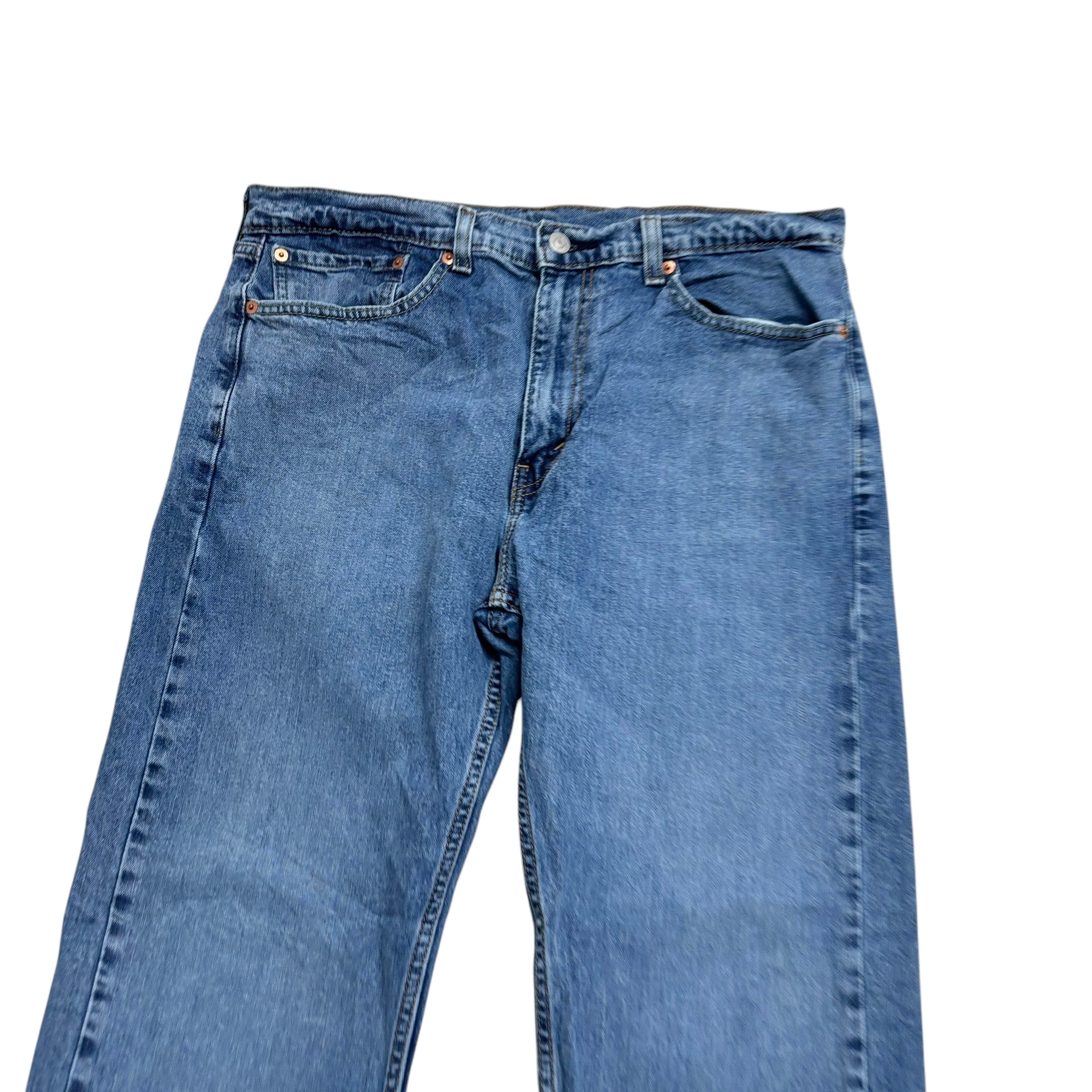 Levis 505 Jeans W35 L30 Mens Mid Blue Regular Straight Fit Stretch Denim (E)