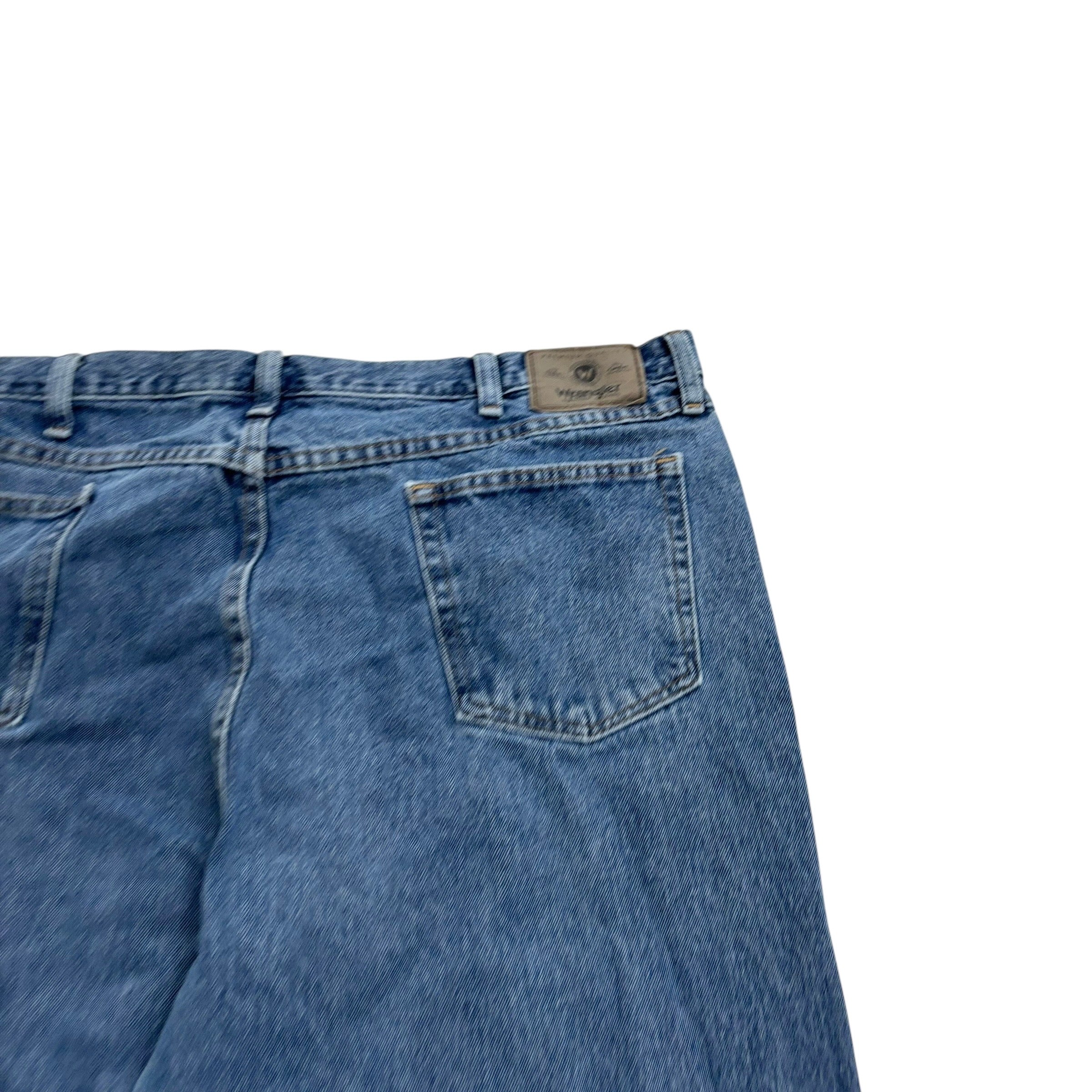 Wrangler Jeans W40 L30 Mens Mid Blue Relaxed Straight Fit Denim (E)