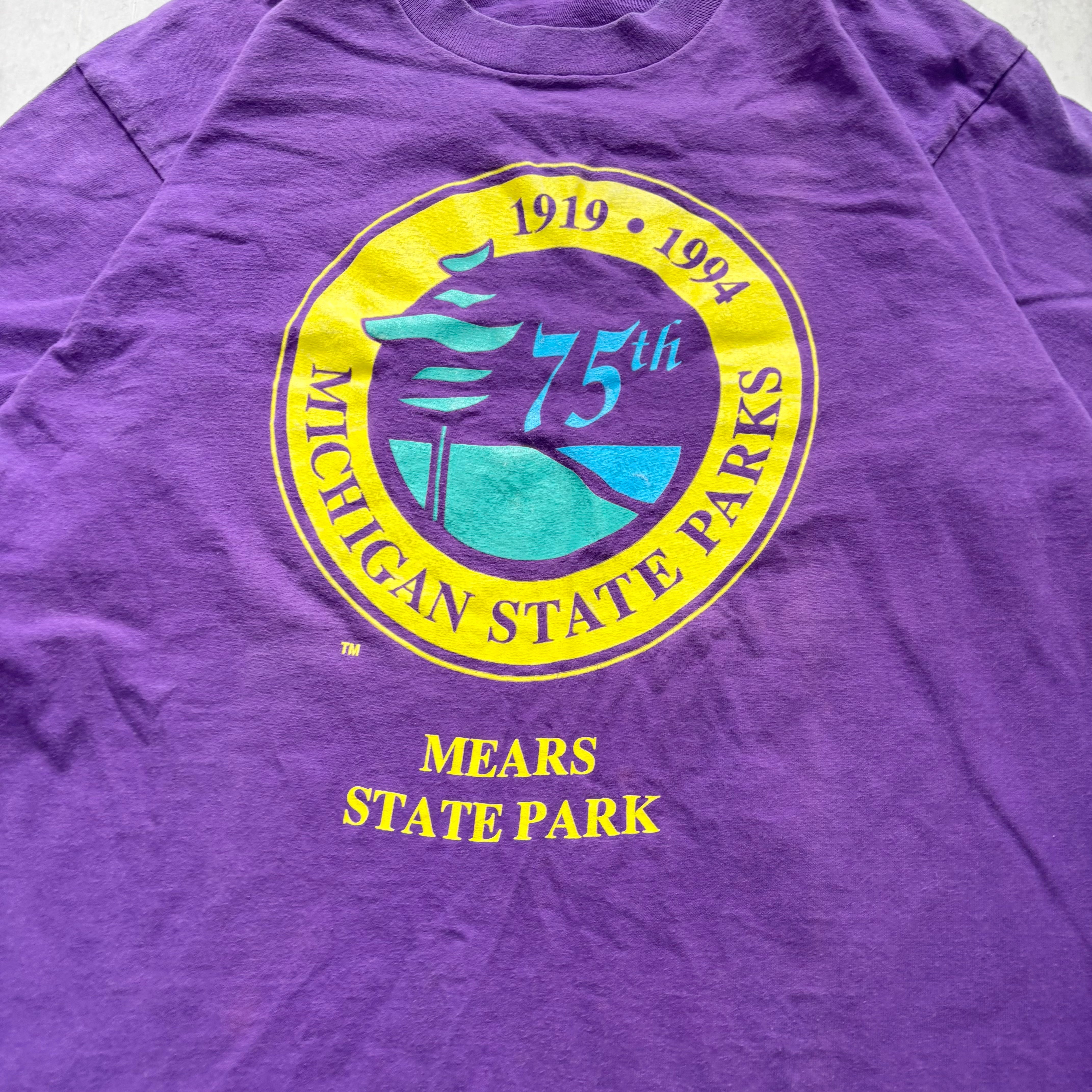 Vintage T Shirt Mens Large Purple Single Stitch Graphic Print 90s USA (E)