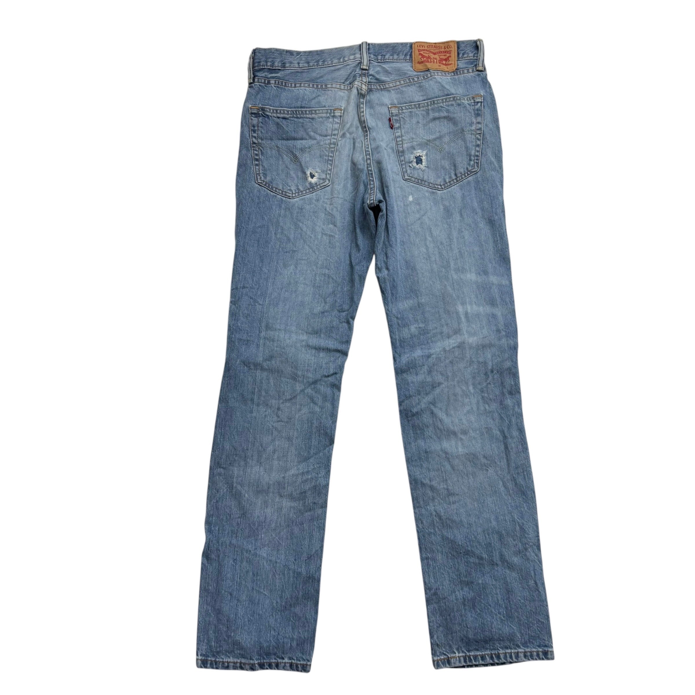 Levis 541 Jeans W32 L32 Mens Mid Blue Athletic Tapered Fit Distressed Denim