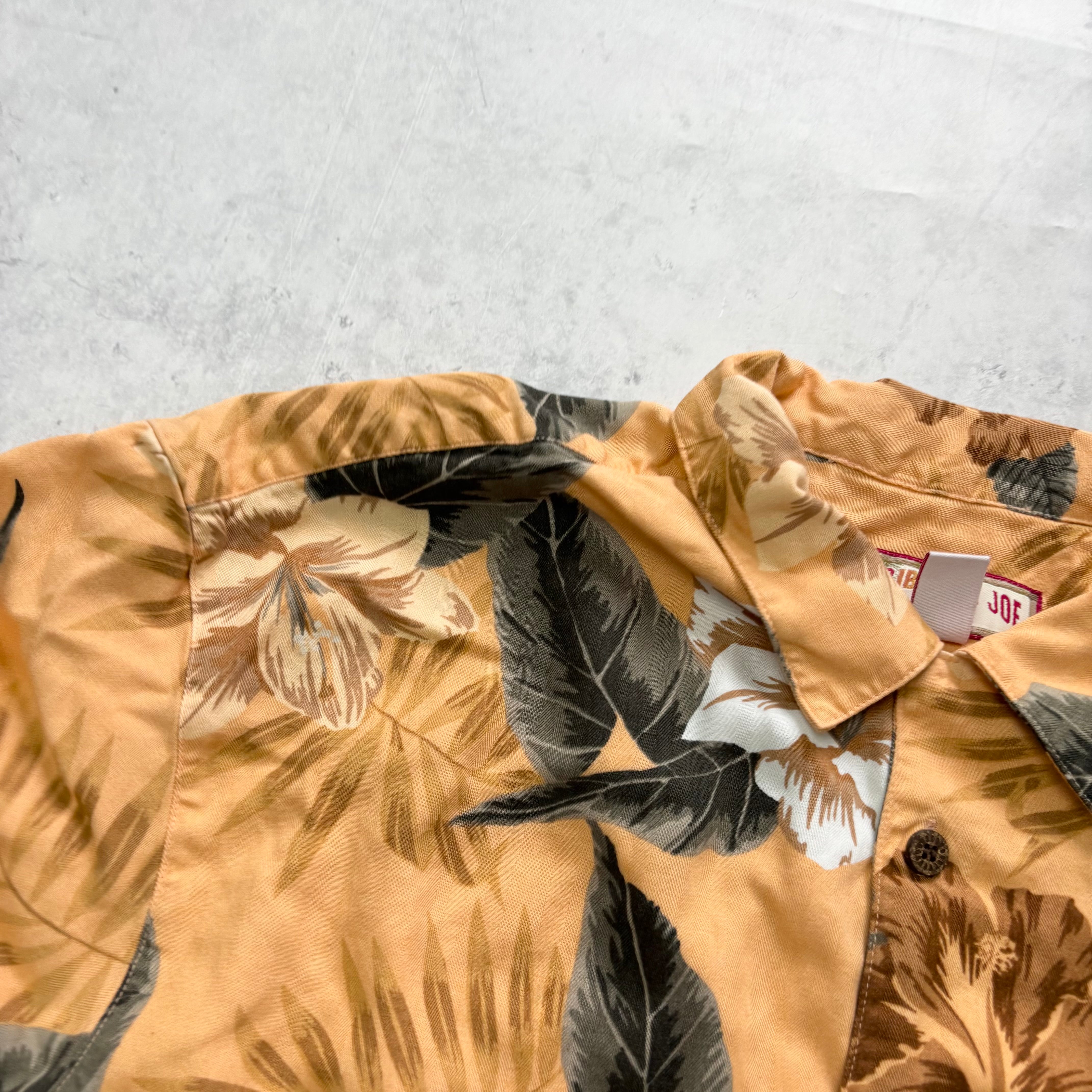 Vintage Hawaiian Shirt Mens Large Orange Floral Aloha Short Sleeve Rayon (E)