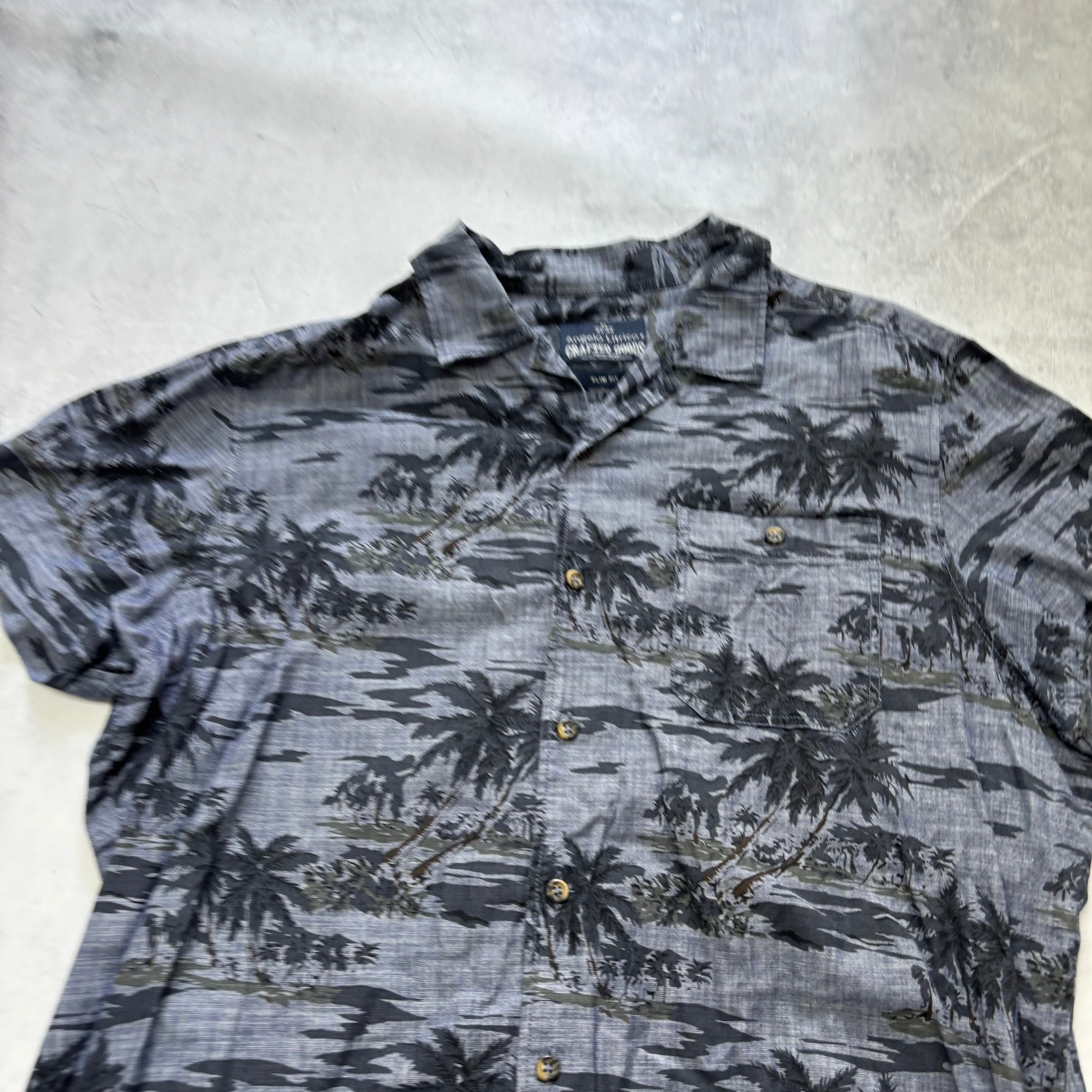 Hawaiian Shirt Mens XL Blue Floral Aloha Short Sleeve Cotton Slim Fit (E)