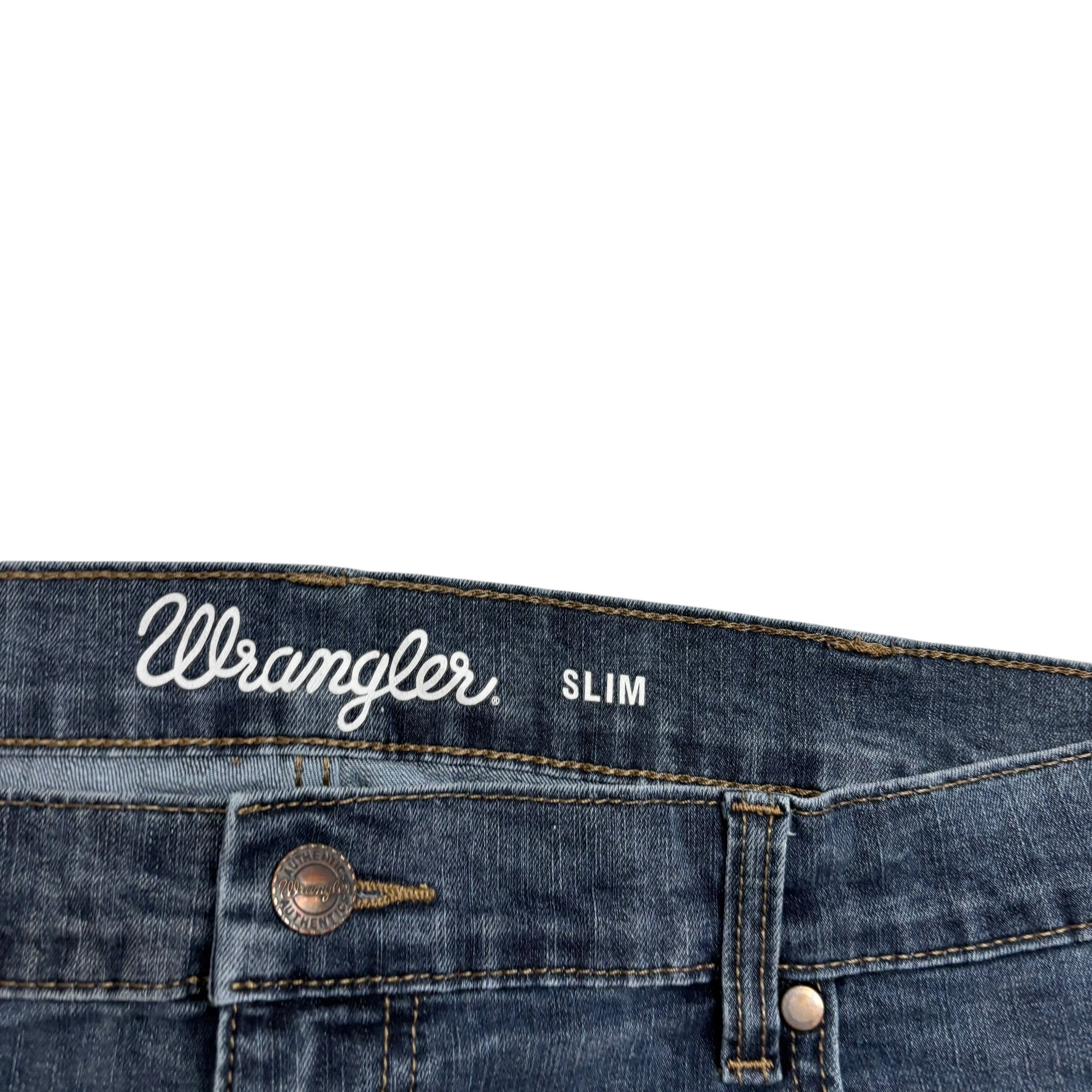 Wrangler Jeans W40 L30 Mens Mid Blue Slim Straight Fit Stretch Denim