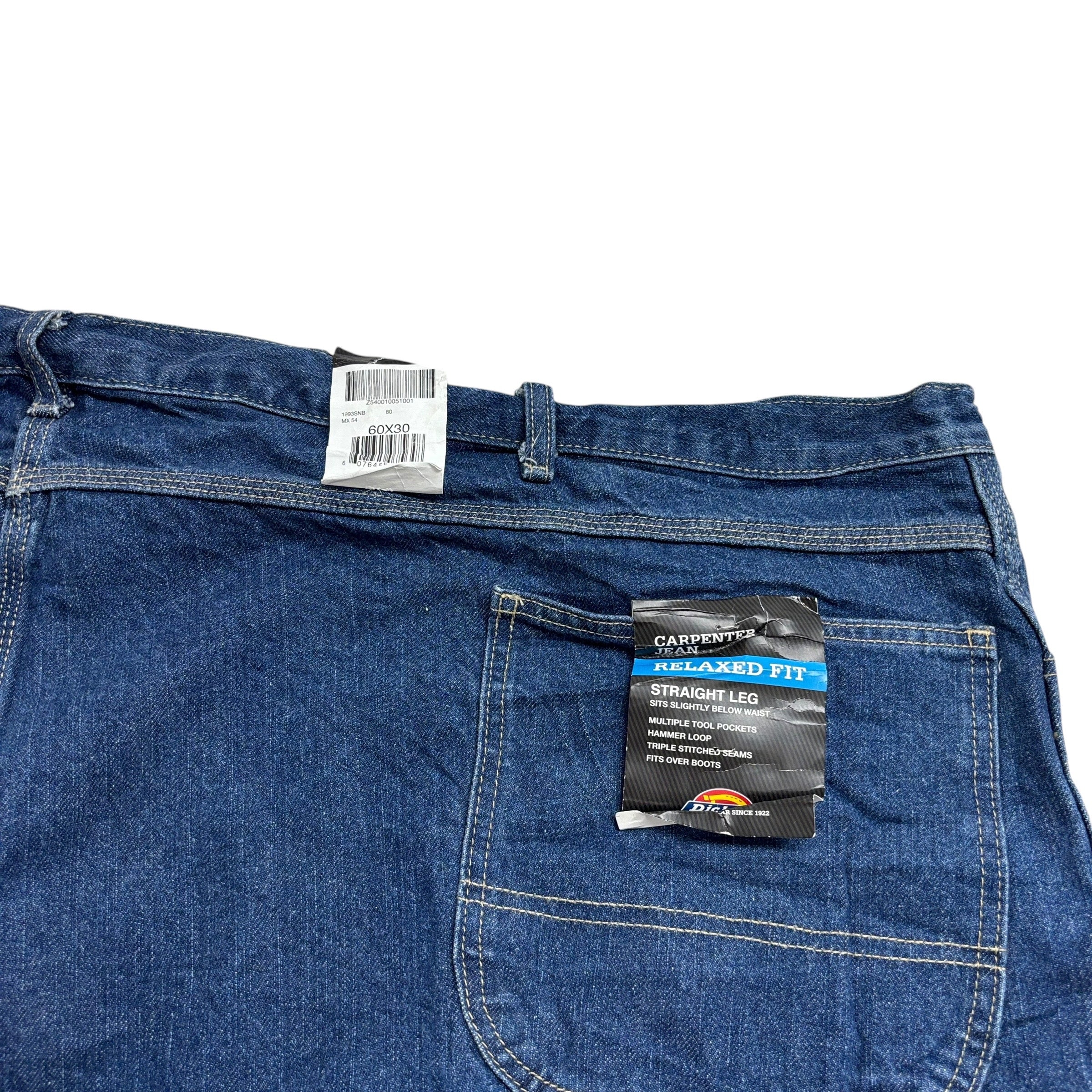 Dickies Carpenter Jeans W60 L30 Mens Mid Blue Relaxed Straight Fit Pants (E)