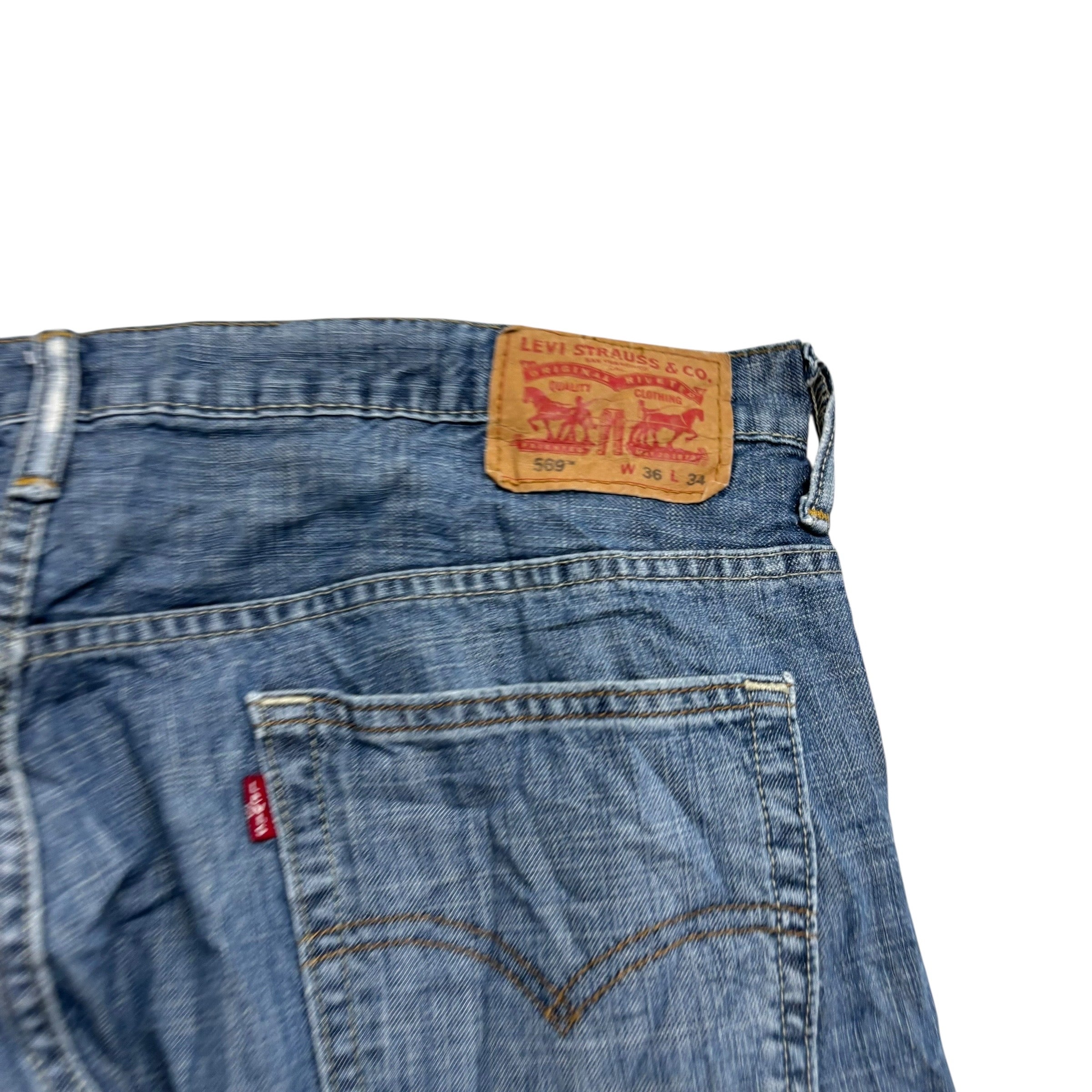 Levis 569 Jeans W36 L33 Mens Silver Blue Baggy Relaxed Straight Fit Denim