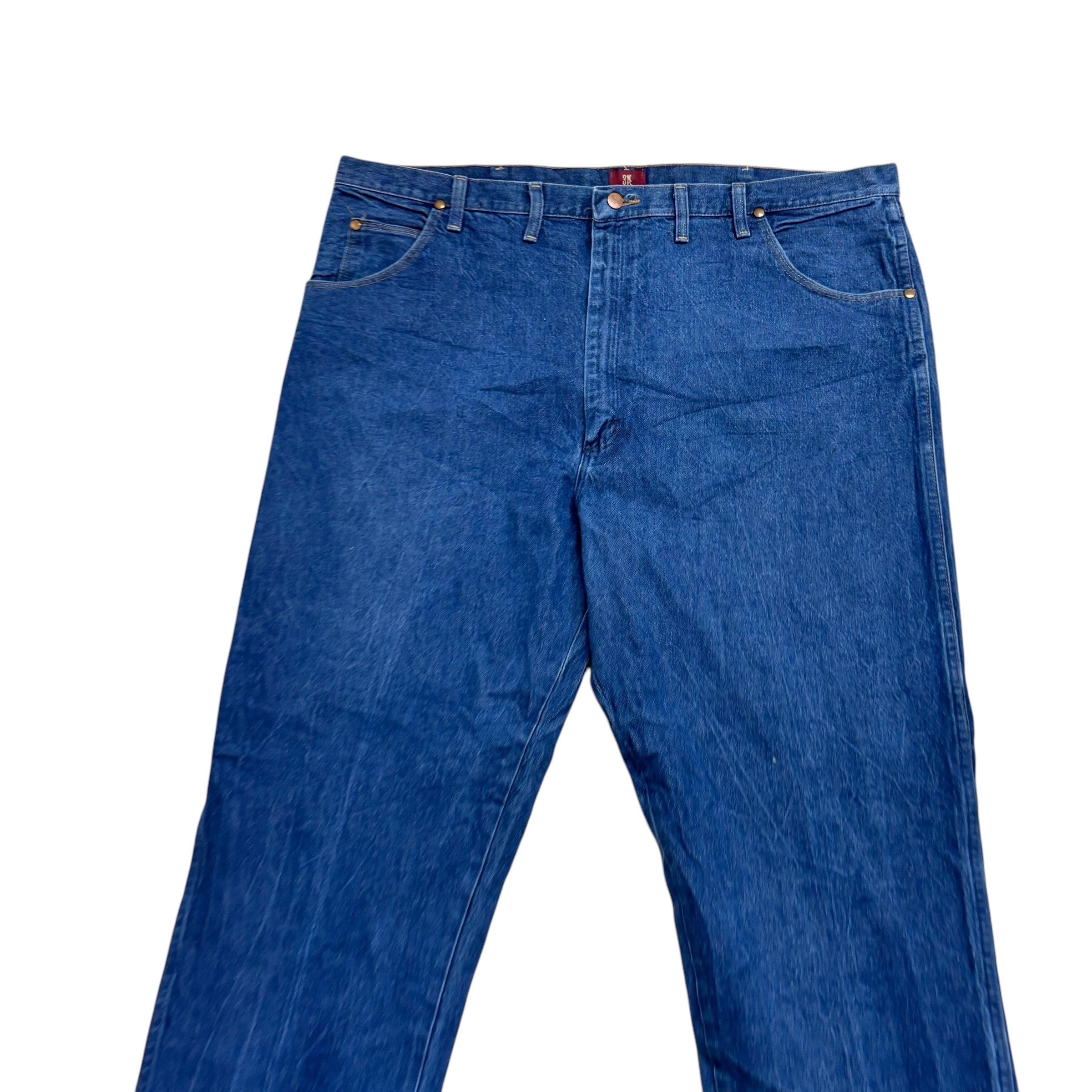 Wrangler Jeans Cowboy Cut W44 L32 Mens Mid Blue 31MWZ Relaxed Fit Denim (E)
