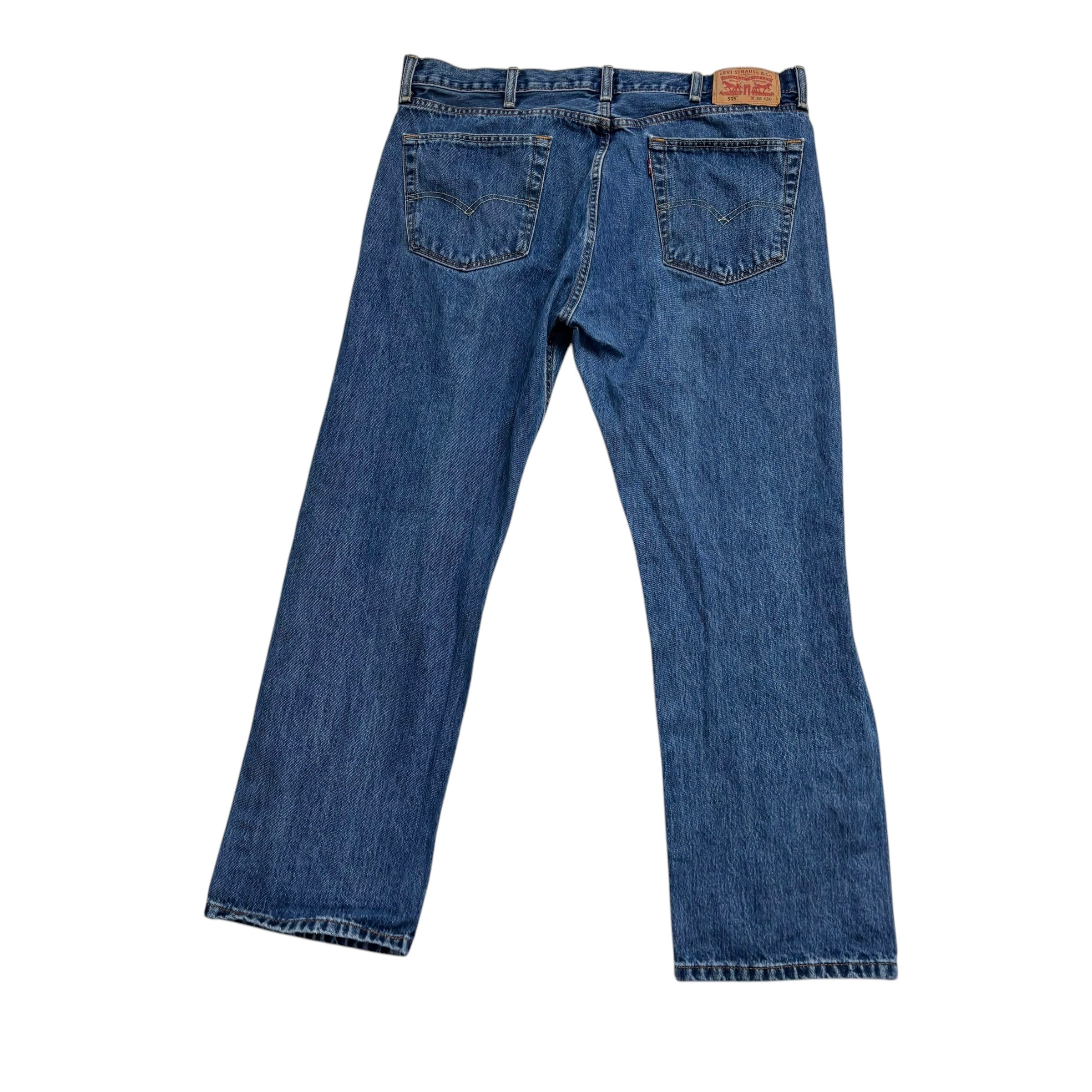 Levis 505 Jeans W38 L30 Mens Mid Blue Regular Straight Fit Denim
