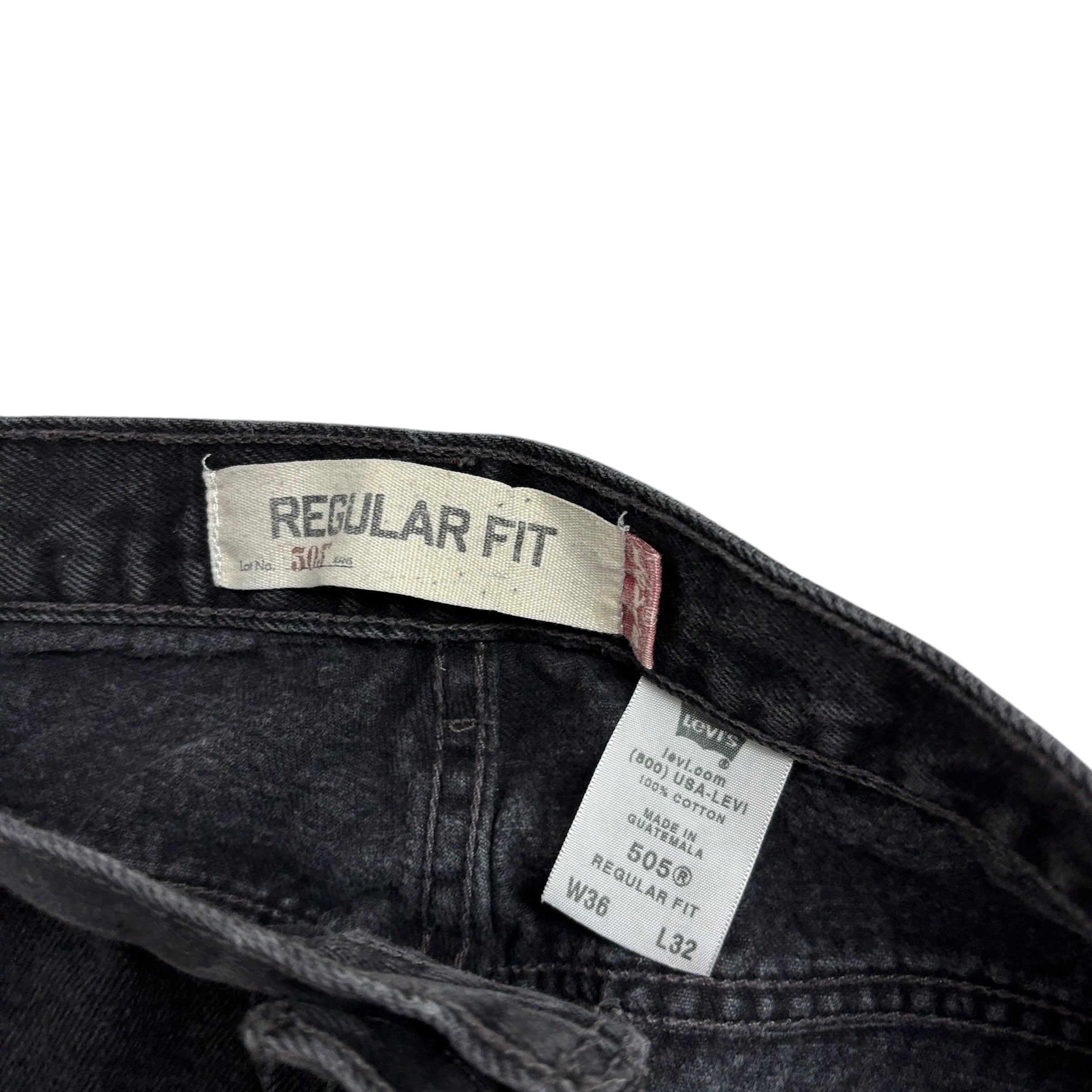Levis 505 Jeans W35 L32 Mens Black Regular Straight Fit Vintage Denim (E)
