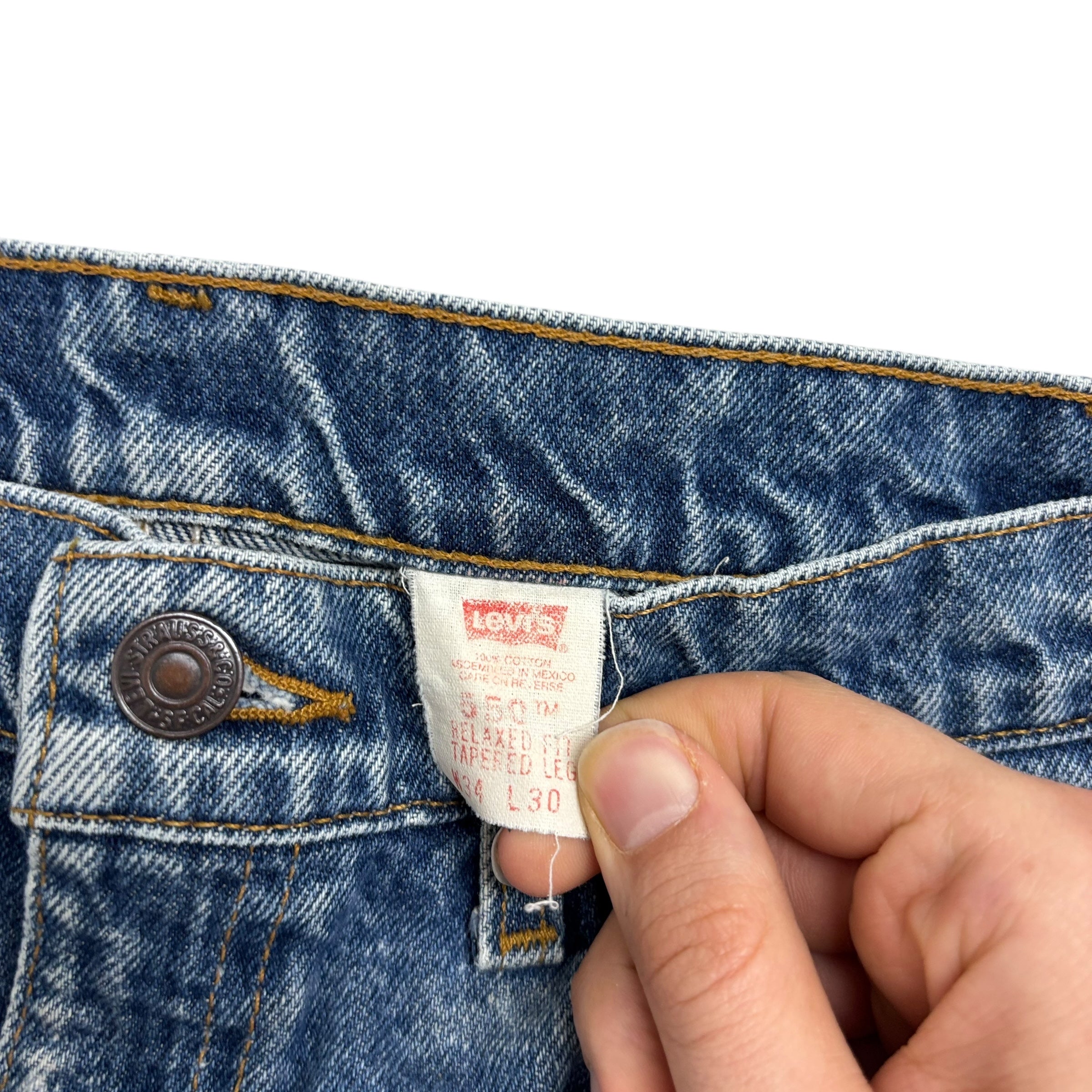 Levis 550 Jeans W32 L29 Mens Mid Blue Relaxed Tapered Fit Vintage Orange Tab