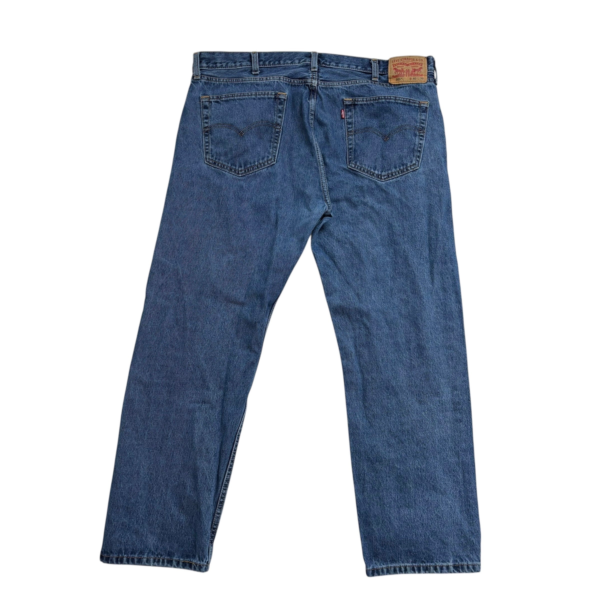 Levis 505 Jeans W40 L30 Mens Mid Blue Regular Straight Fit Denim (E)