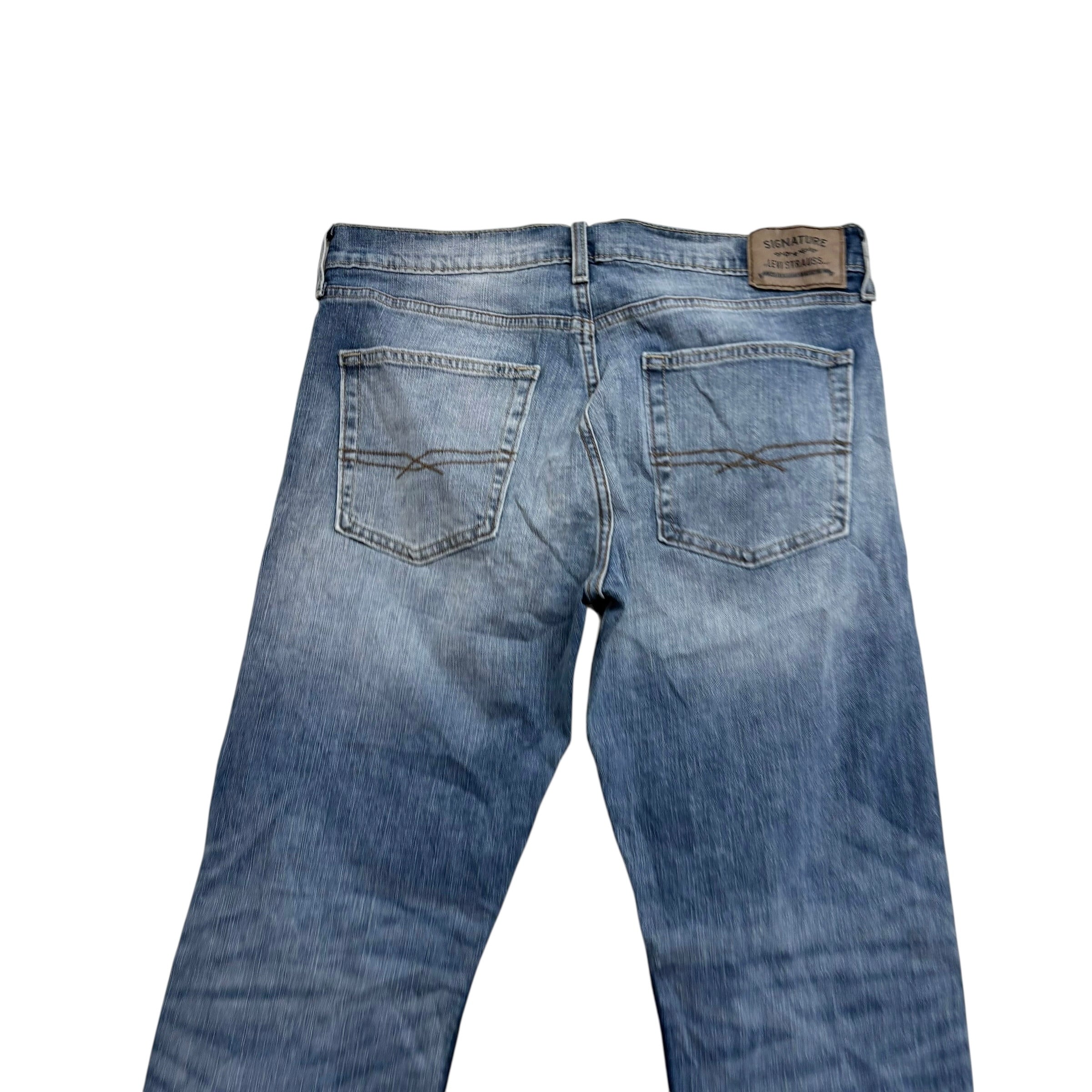 Levis Signature Jeans W34 L32 Mens Mid Blue Slim Straight Stretch Denim (E)
