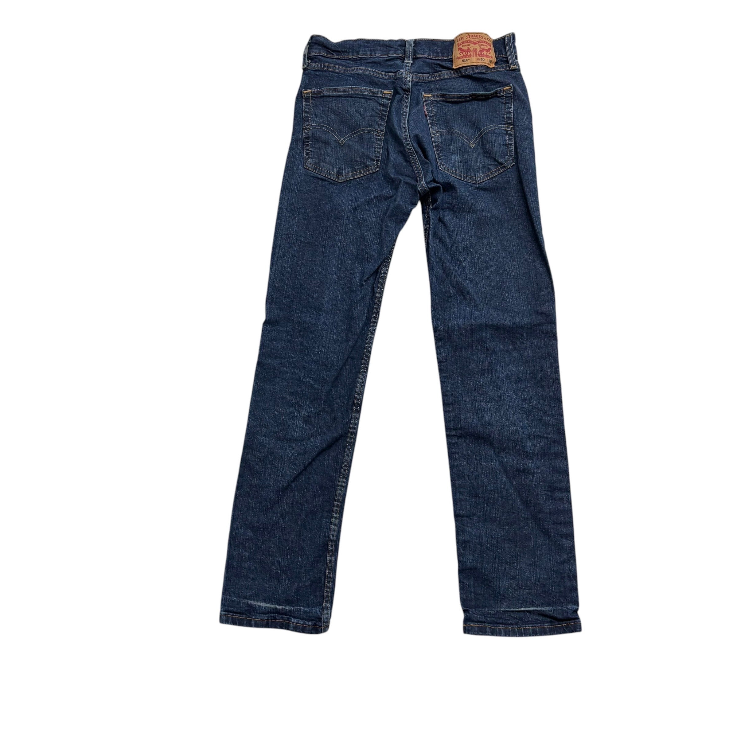 Levis 514 Jeans W30 L30 Mens Dark Blue Regular Straight Fit Stretch Denim (E)