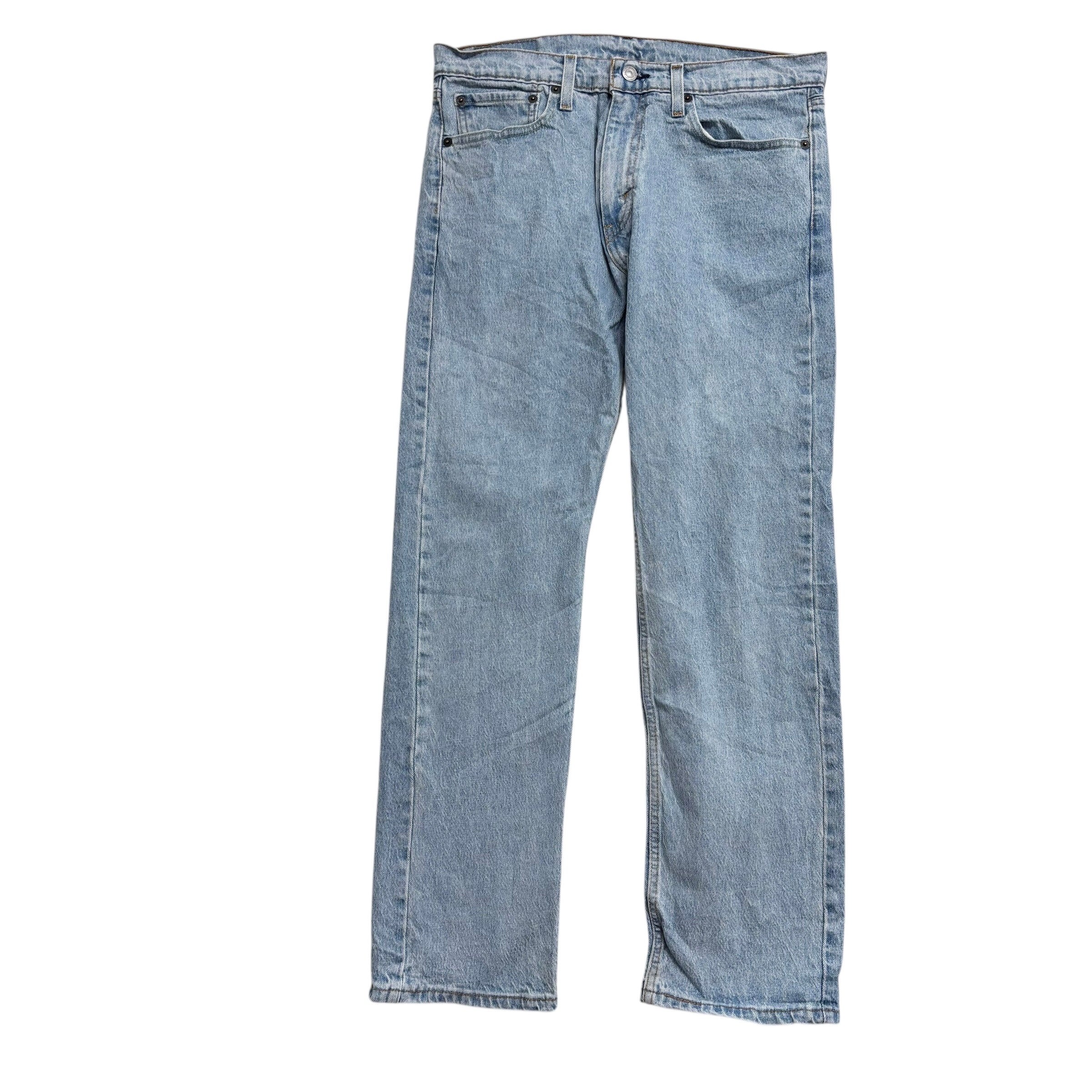 Levis 505 Jeans W32 L30 Mens Light Blue Regular Straight Fit Stretch Denim (E)