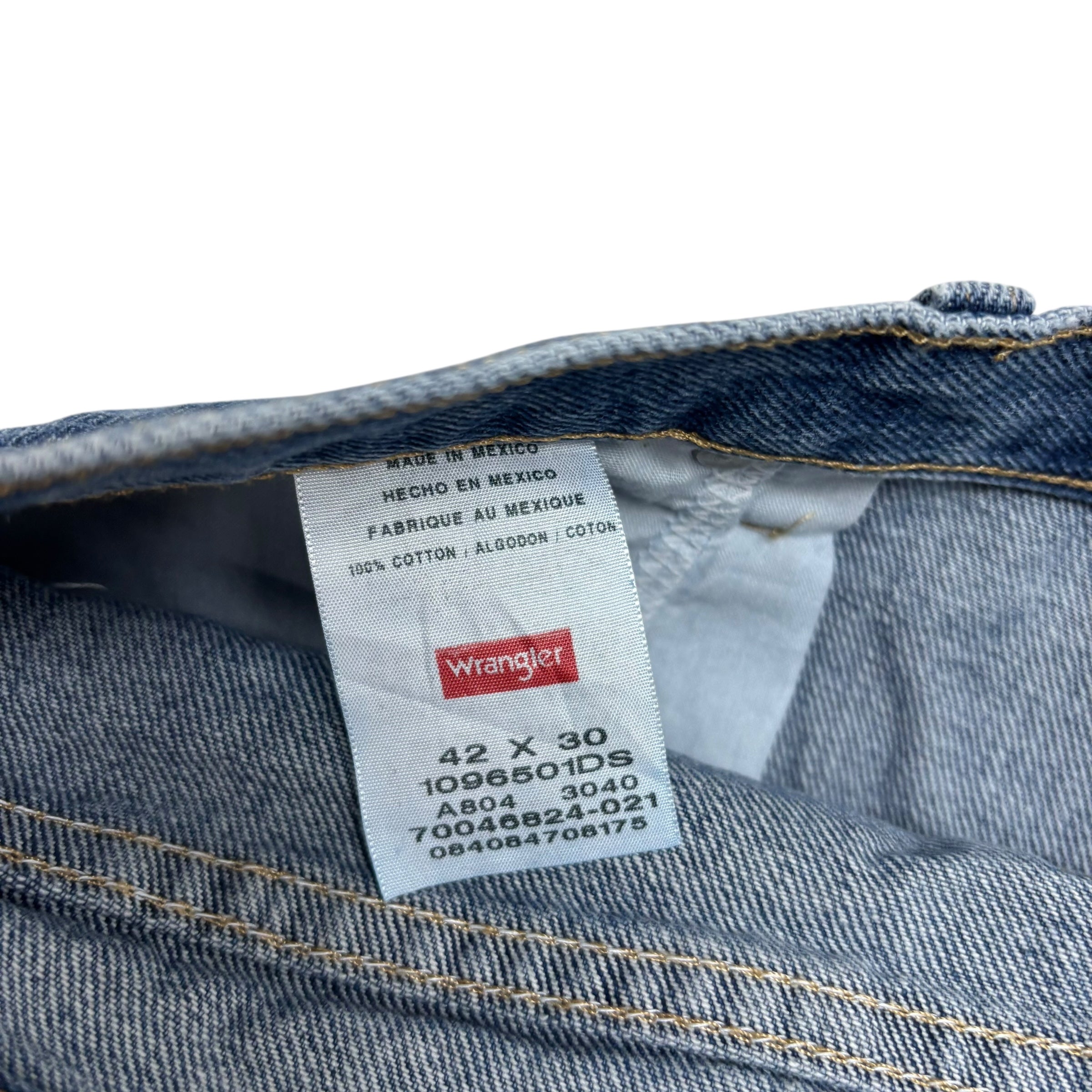 Wrangler Jeans W42 L30 Mens Mid Blue Regular Straight Fit Denim (E)