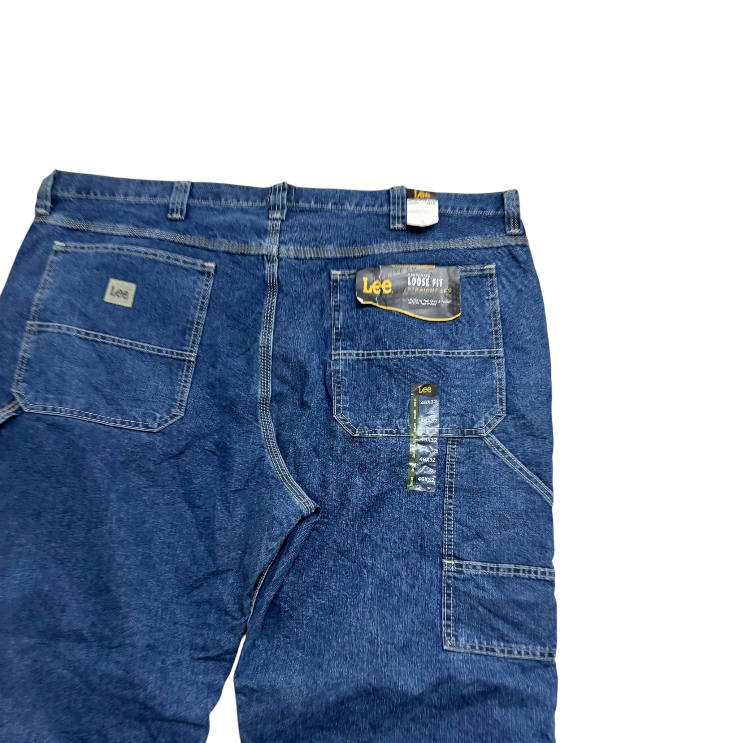 Lee Carpenter Jeans W46 L32 Mens Mid Blue Baggy Relaxed Straight Fit Denim (E)