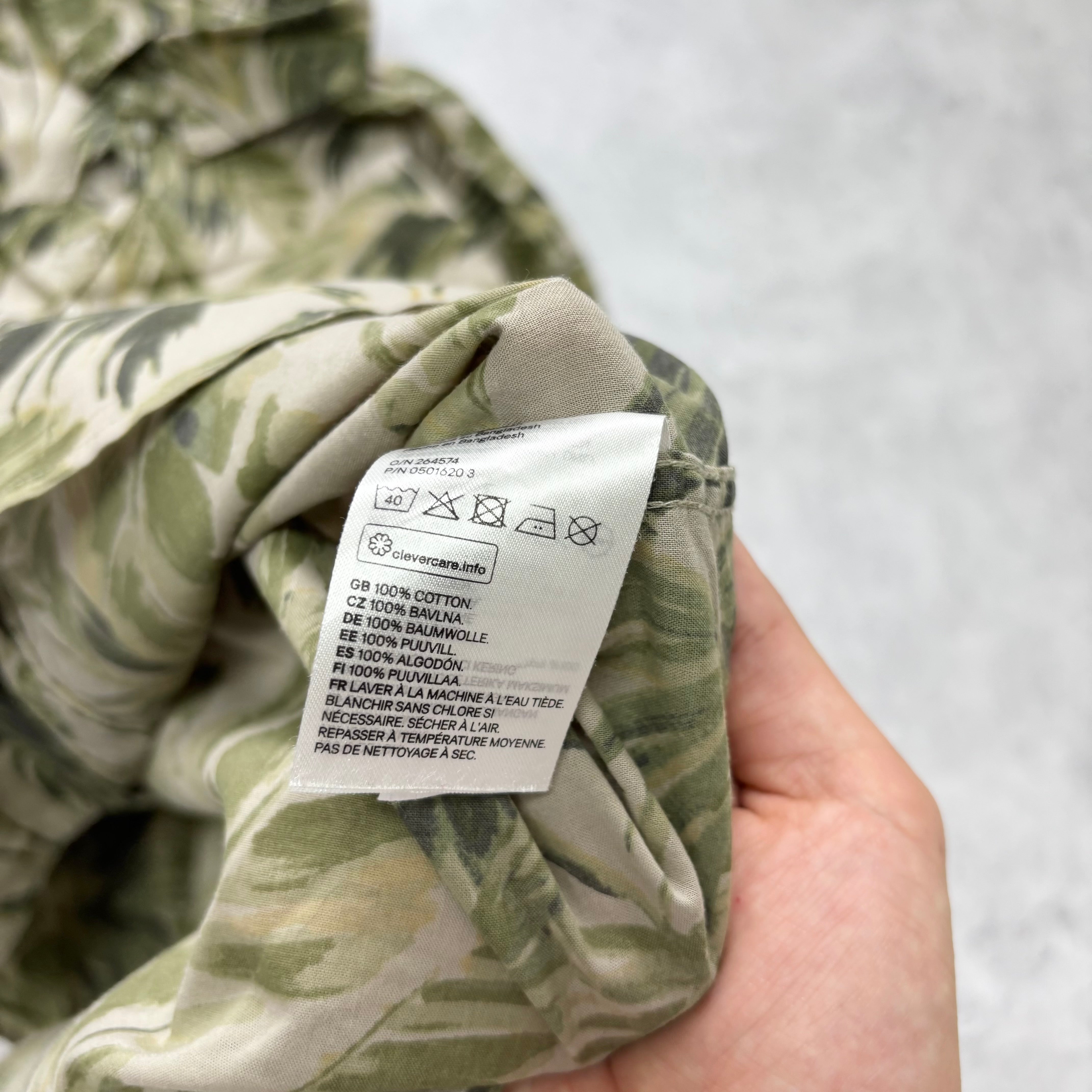 Hawaiian Shirt Mens Small Green Floral Aloha Short Sleeve Cotton (E)