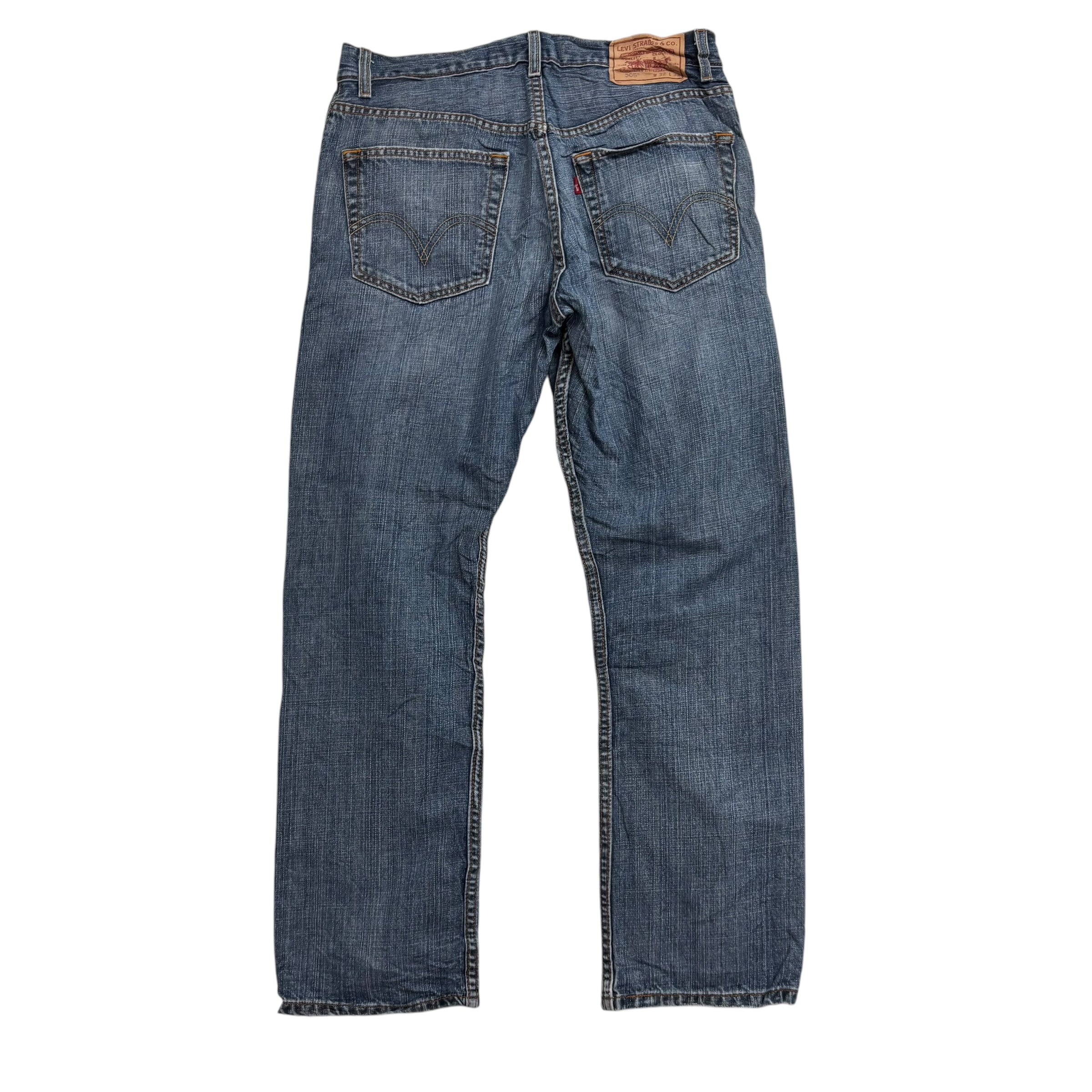 Levis 505 Jeans W32 L31 Mens Dark Blue Regular Straight Fit Vintage Denim (E)