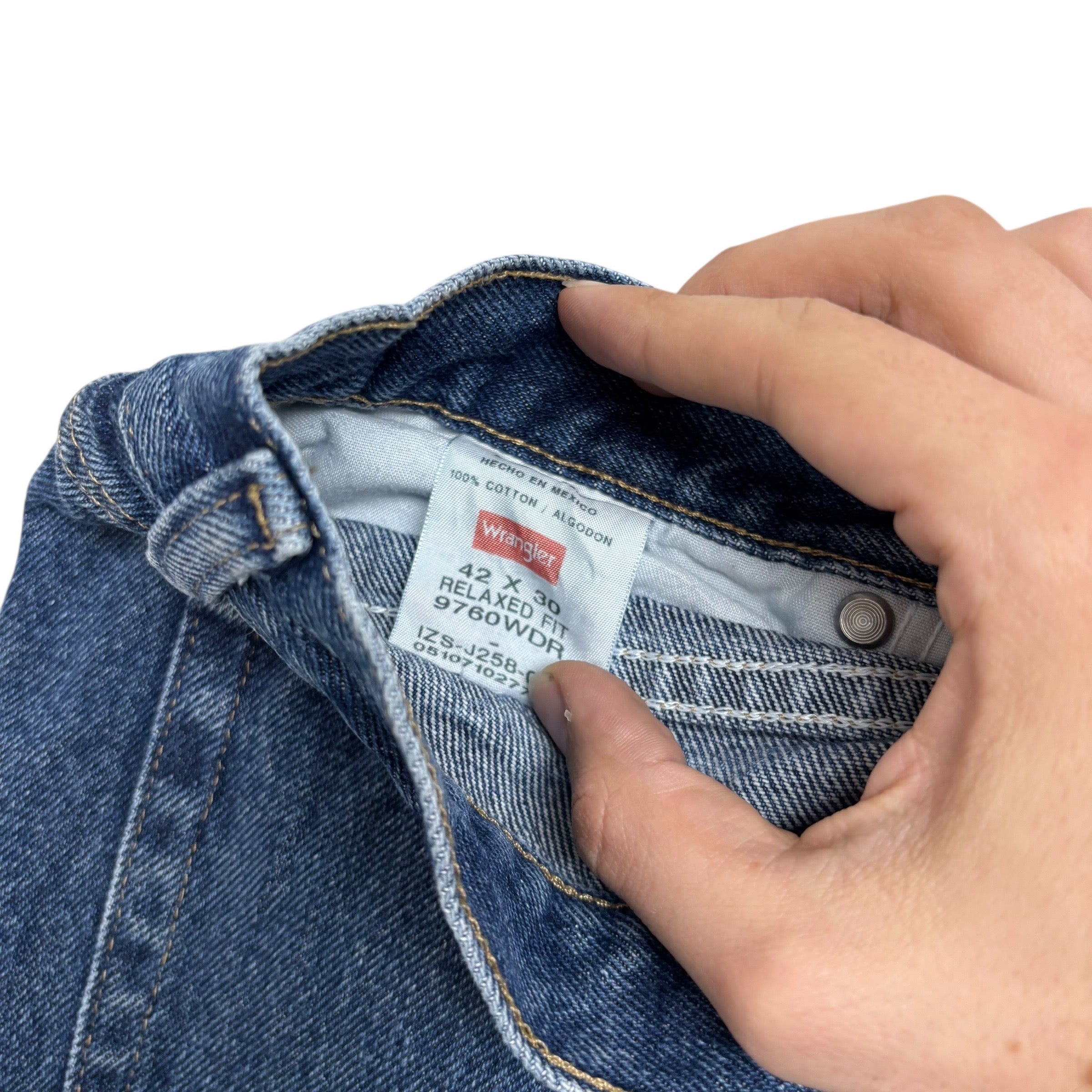 Wrangler Jeans W42 L30 Mens Mid Blue Relaxed Straight Fit Baggy Denim (E)