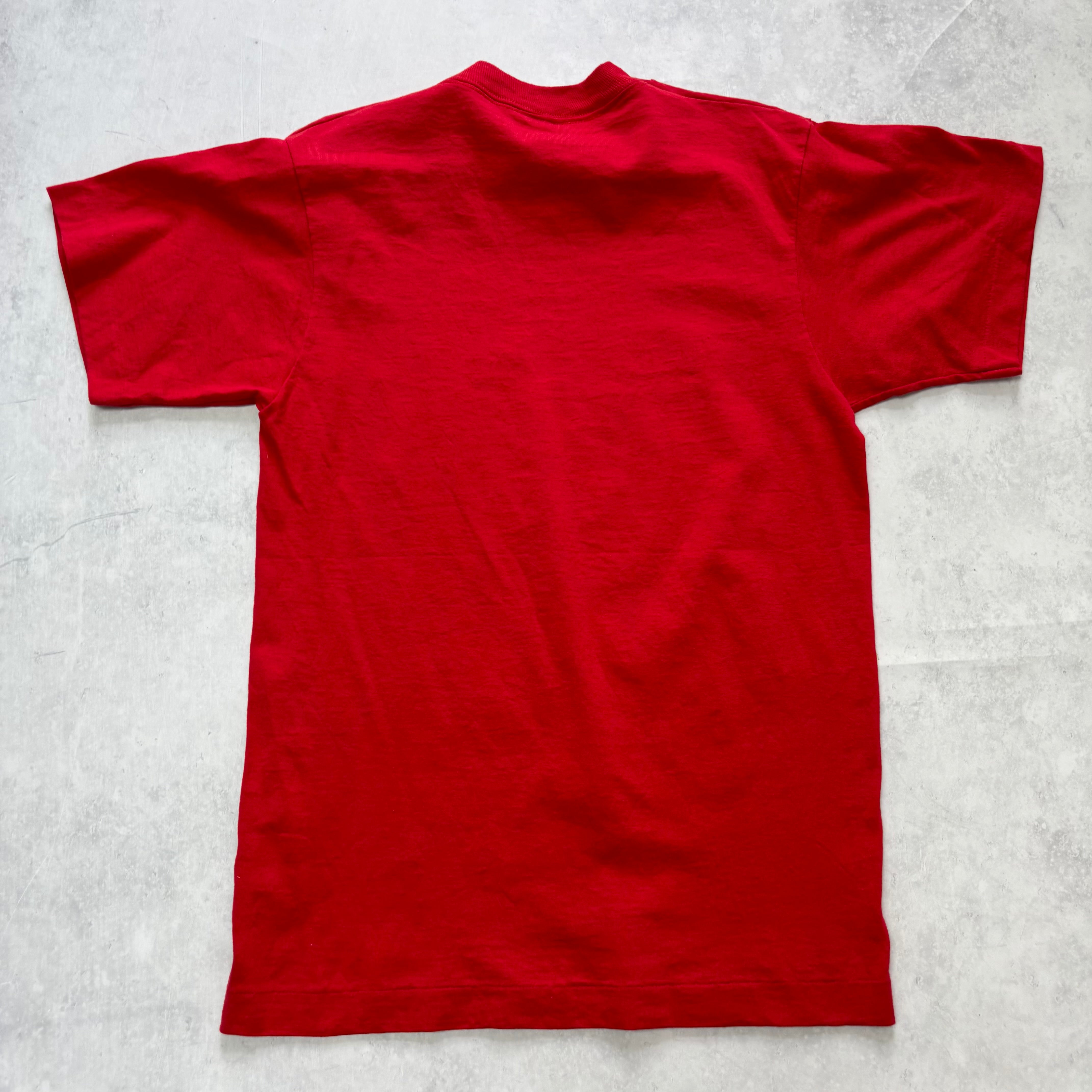 Vintage T Shirt Mens Small Red Single Stitch Graphic Print 90s USA (E)