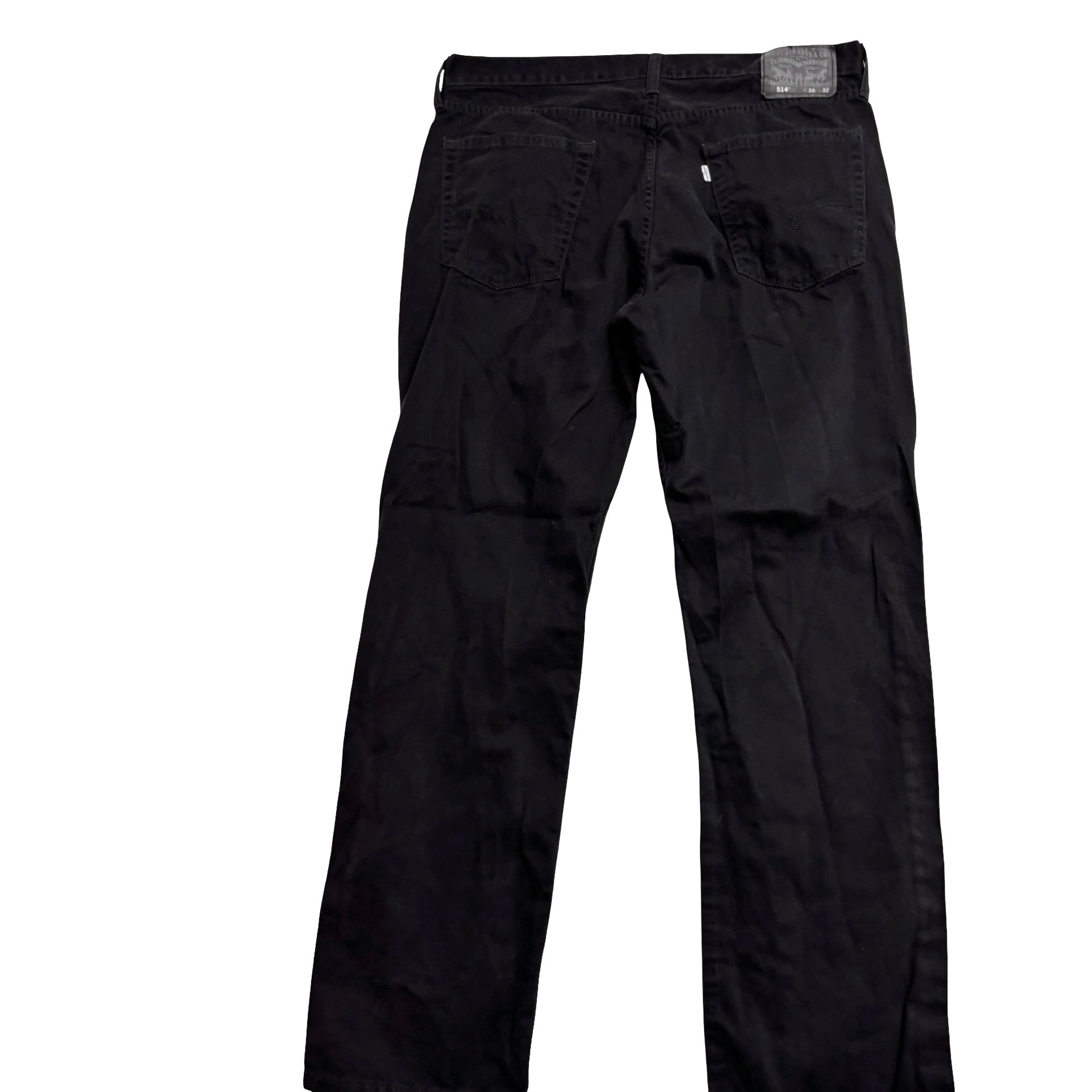 Levis 514 Trousers W36 L32 Mens Black Regular Straight Fit Cotton Pants (E)