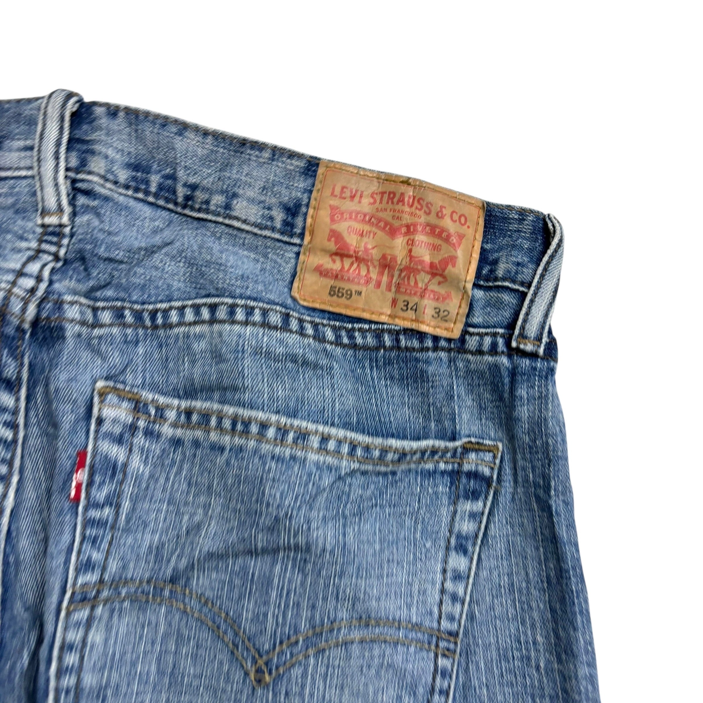 Levis 559 Jeans W34 L33 Mens Mid Blue Baggy Relaxed Straight Fit Denim