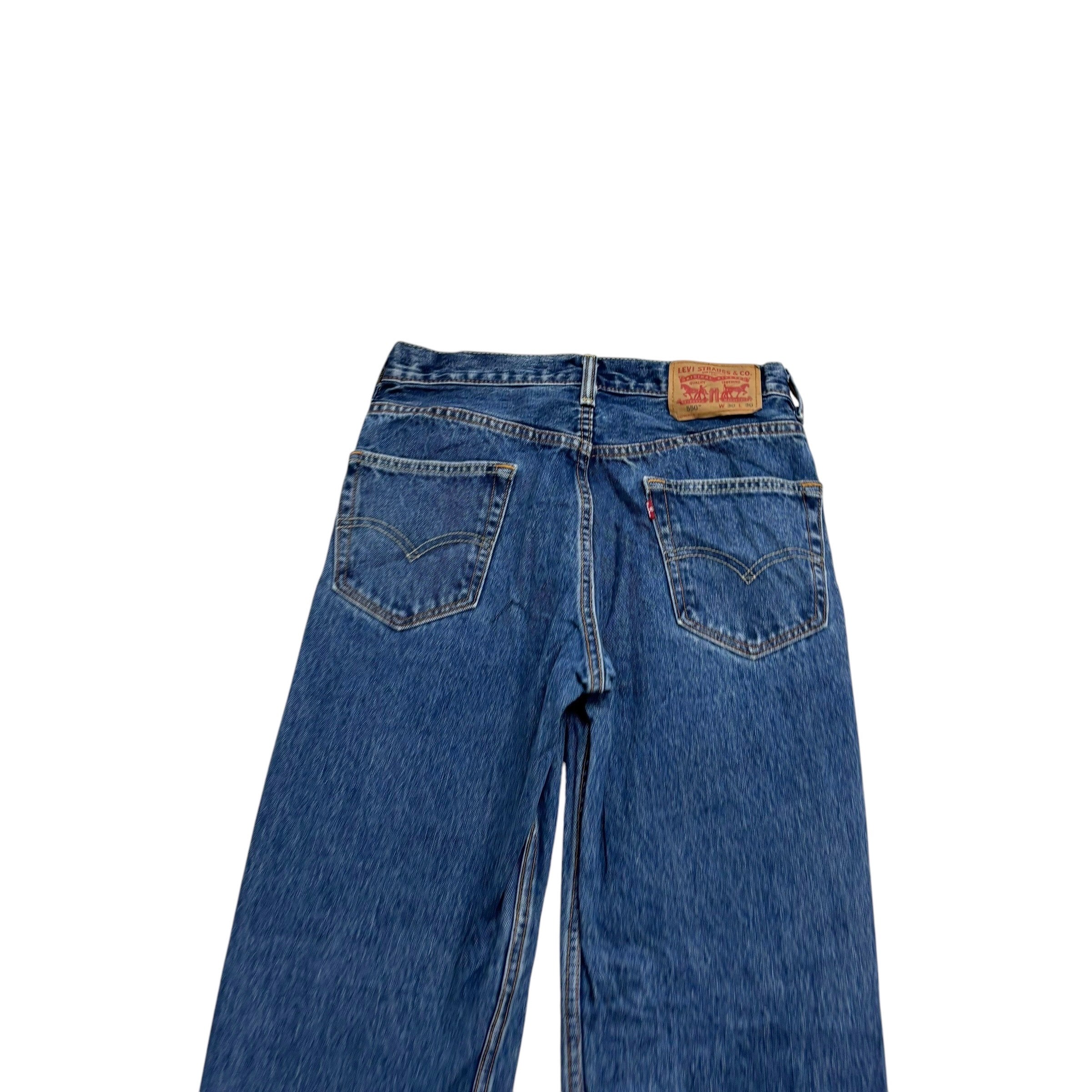 Levis 550 Jeans W30 L30 Mens Mid Blue Relaxed Straight Fit Denim (E)