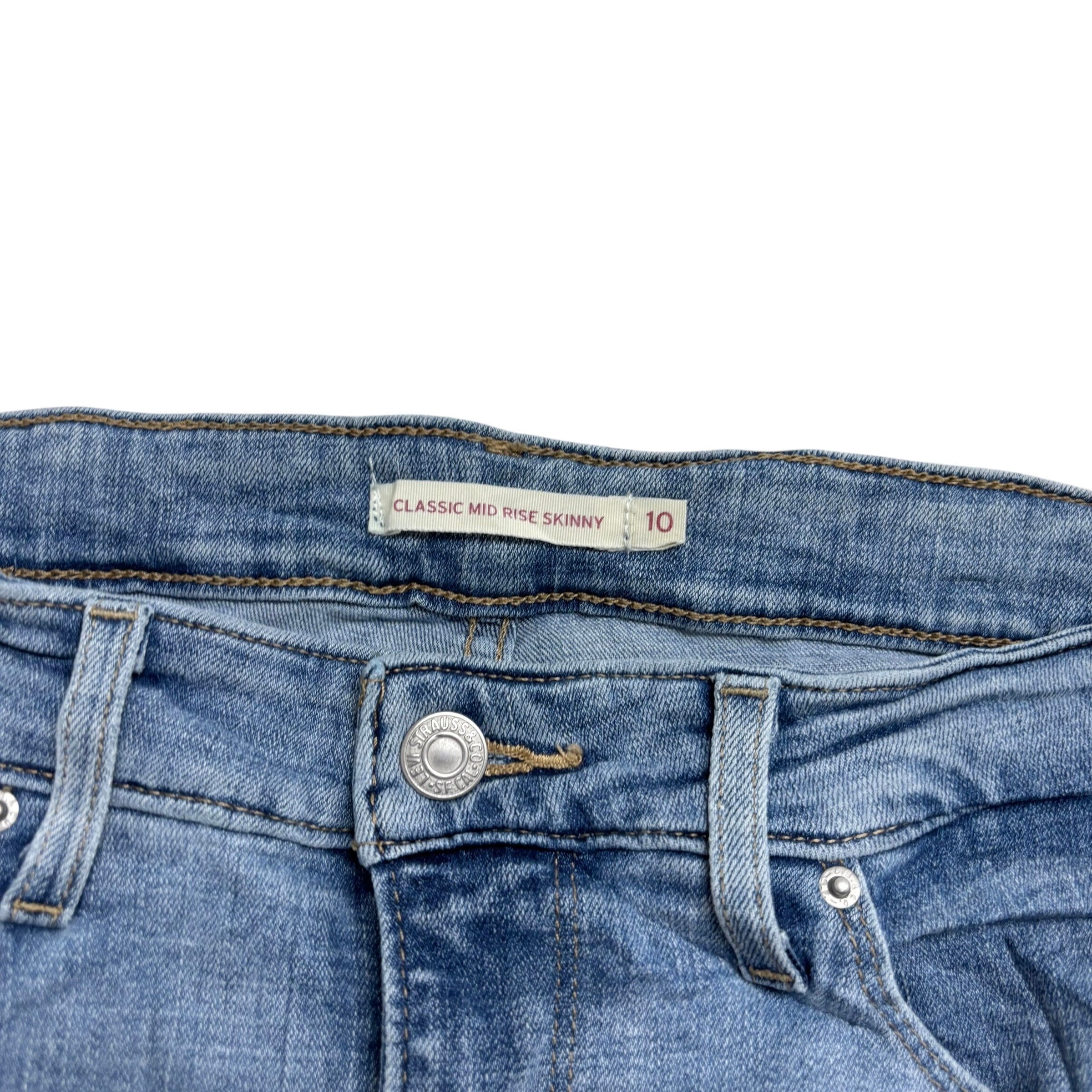 Levis Jeans W30 L30 Womens Classic Mid Rise Skinny Fit Light Blue Stretch Denim