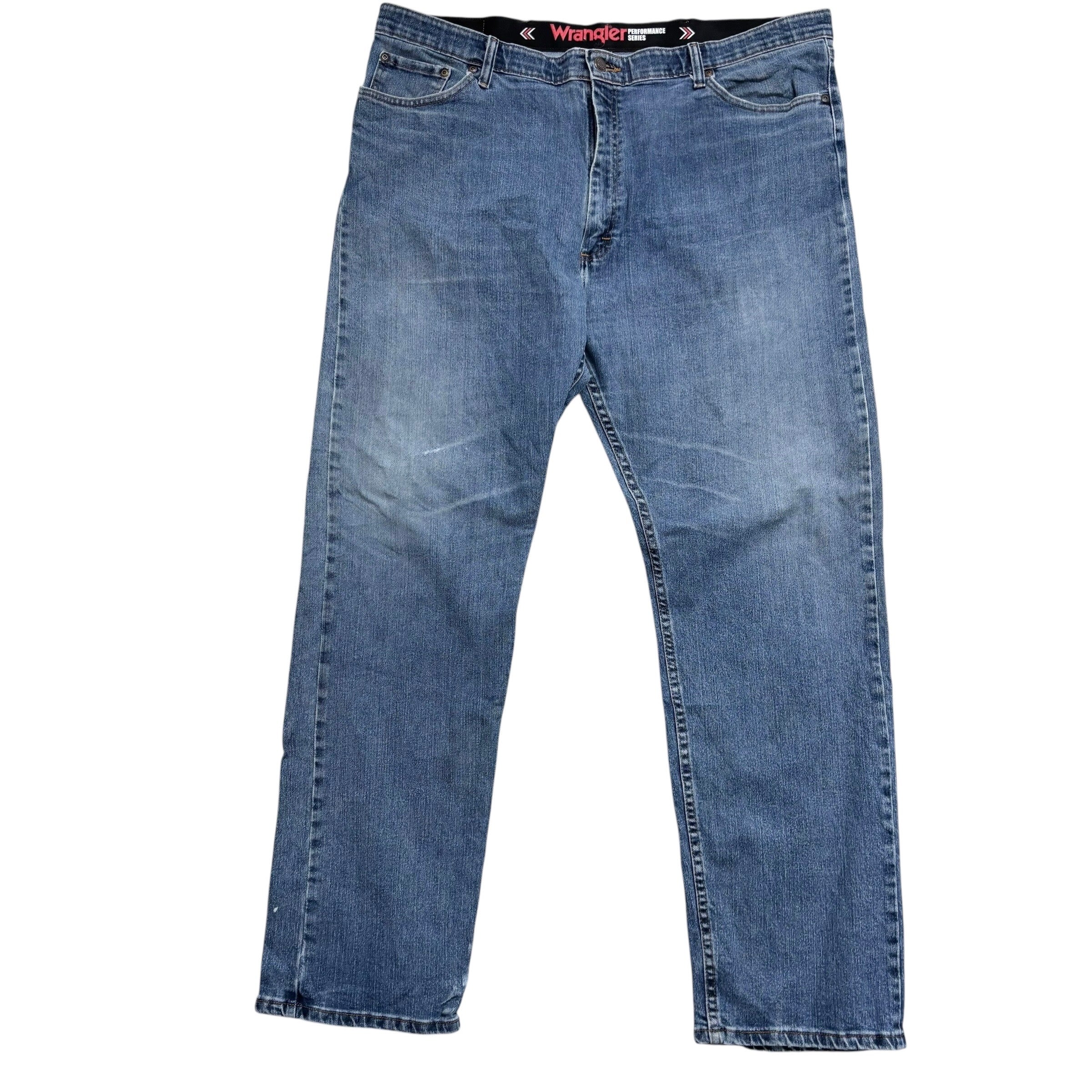 Wrangler Jeans W42 L32 Mens Mid Blue Regular Straight Fit Stretch Denim (F)