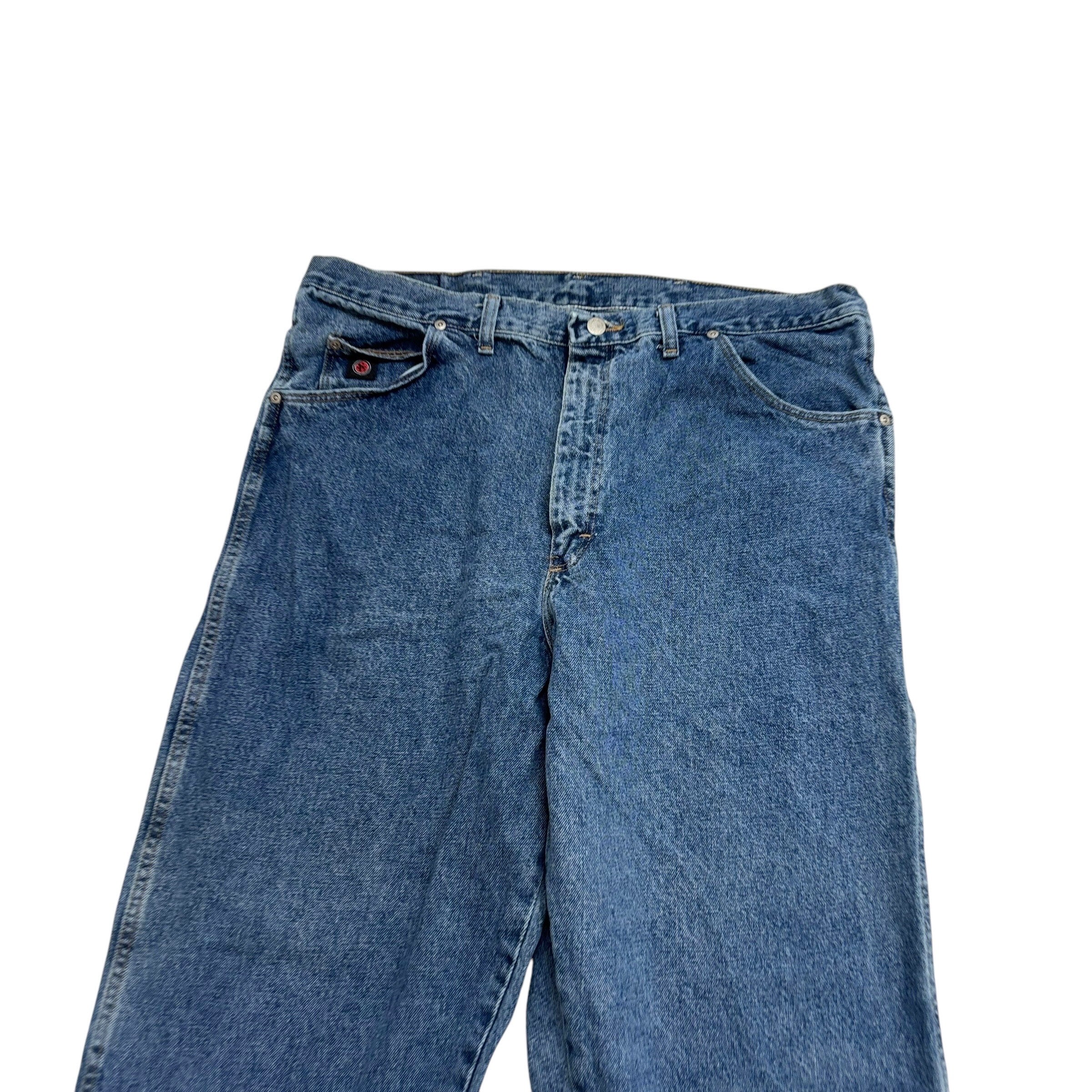 Wrangler Jeans W38 L32 Mens Mid Blue Relaxed Straight Fit Vintage 90s Denim