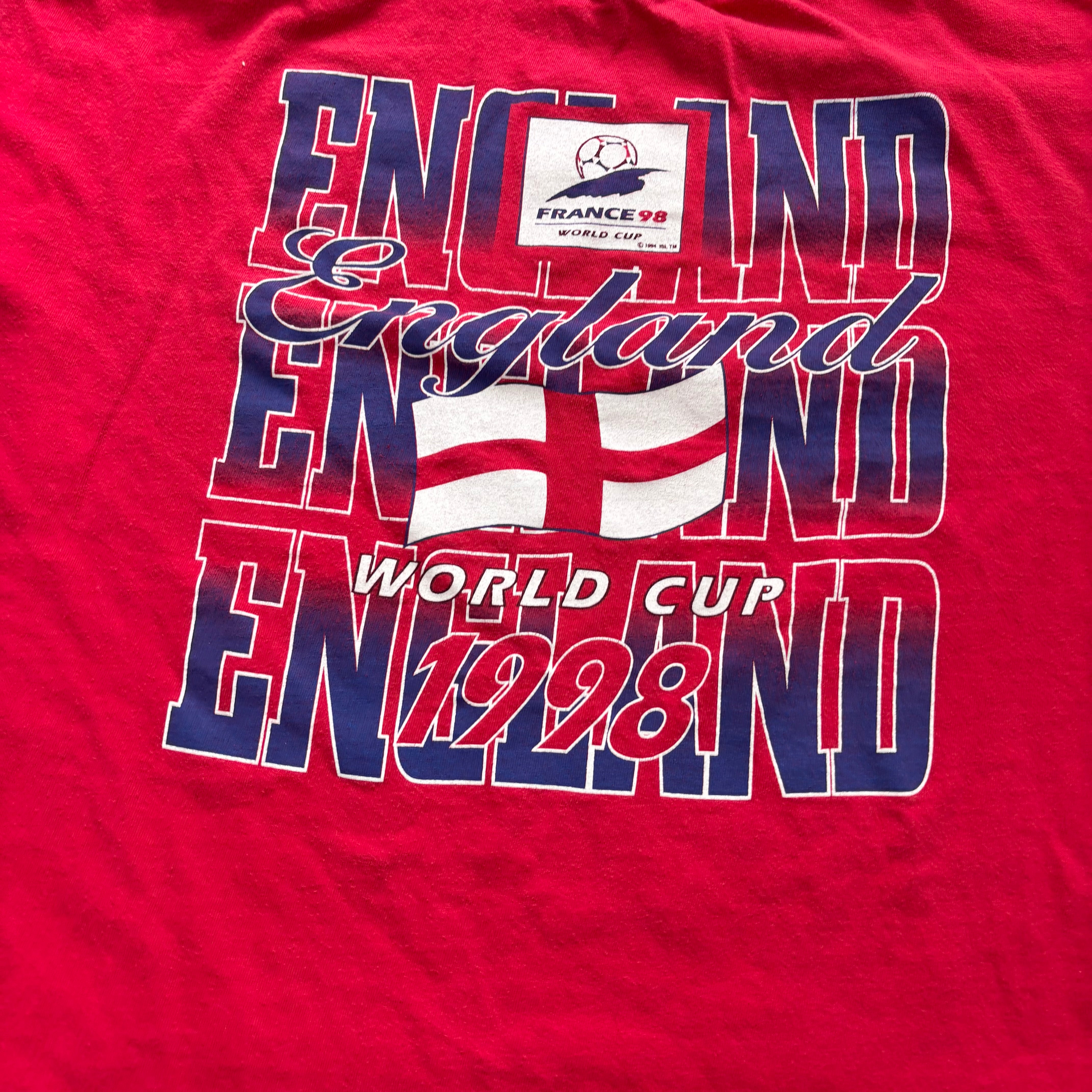 Vintage T Shirt Mens Small Red Graphic Print 90s France 98 World Cup (E)