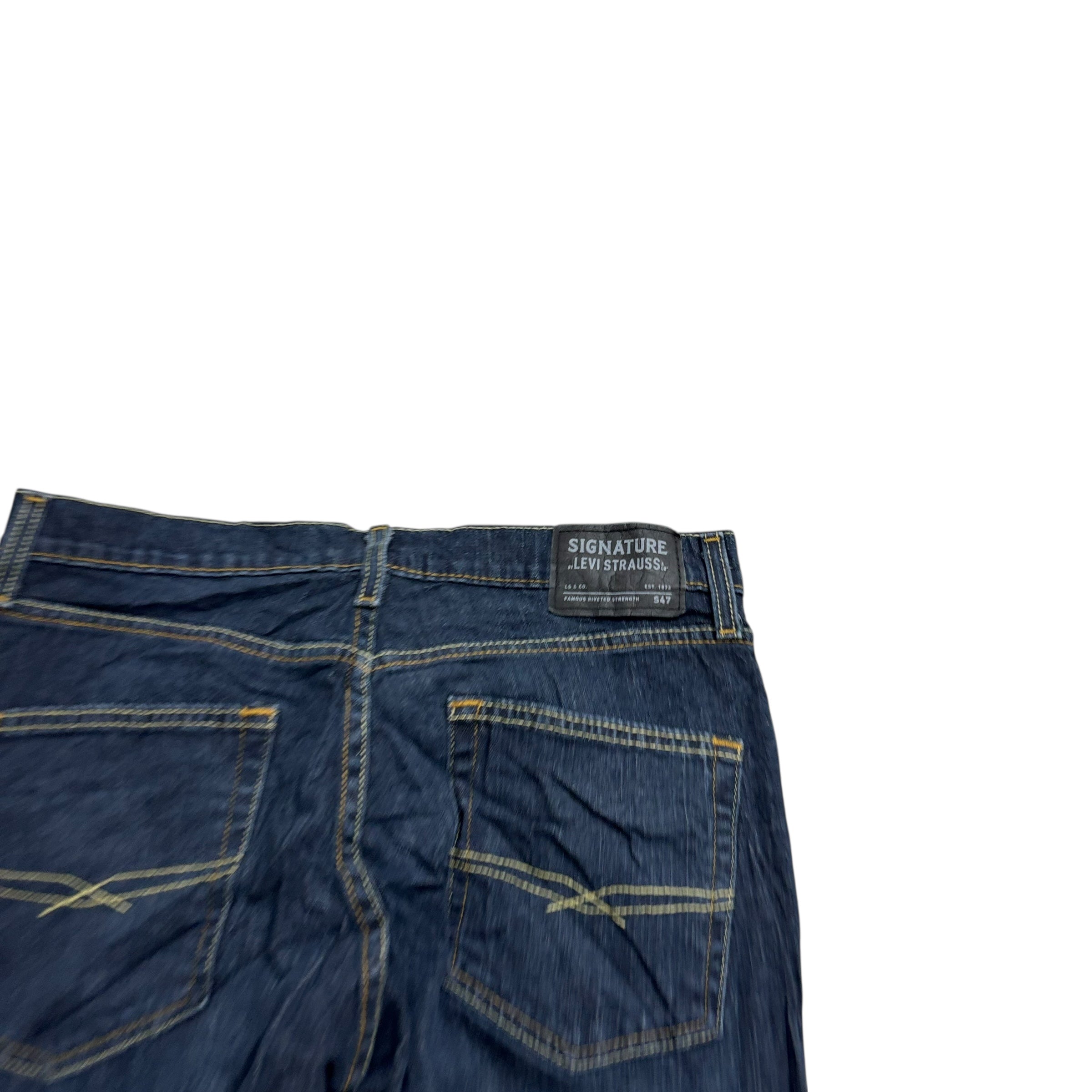 Levis Signature Jeans W32 L32 Mens Dark Blue Regular Tapered Fit Stretch (E)