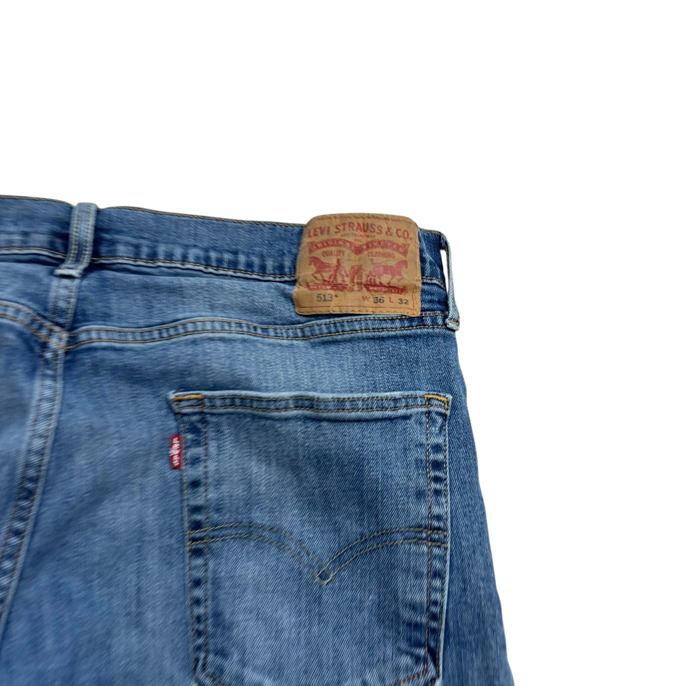 Levis 513 Jeans W36 L32 Mens Mid Blue Slim Straight Fit Stretch Denim