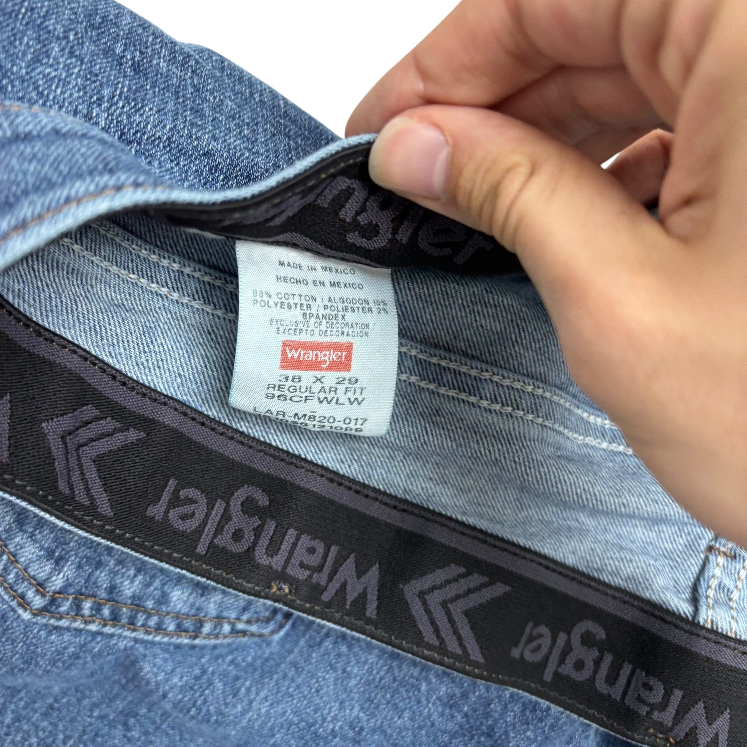 Wrangler Jeans W38 L29 Mens Mid Blue Regular Straight Fit Stretch Denim (F)