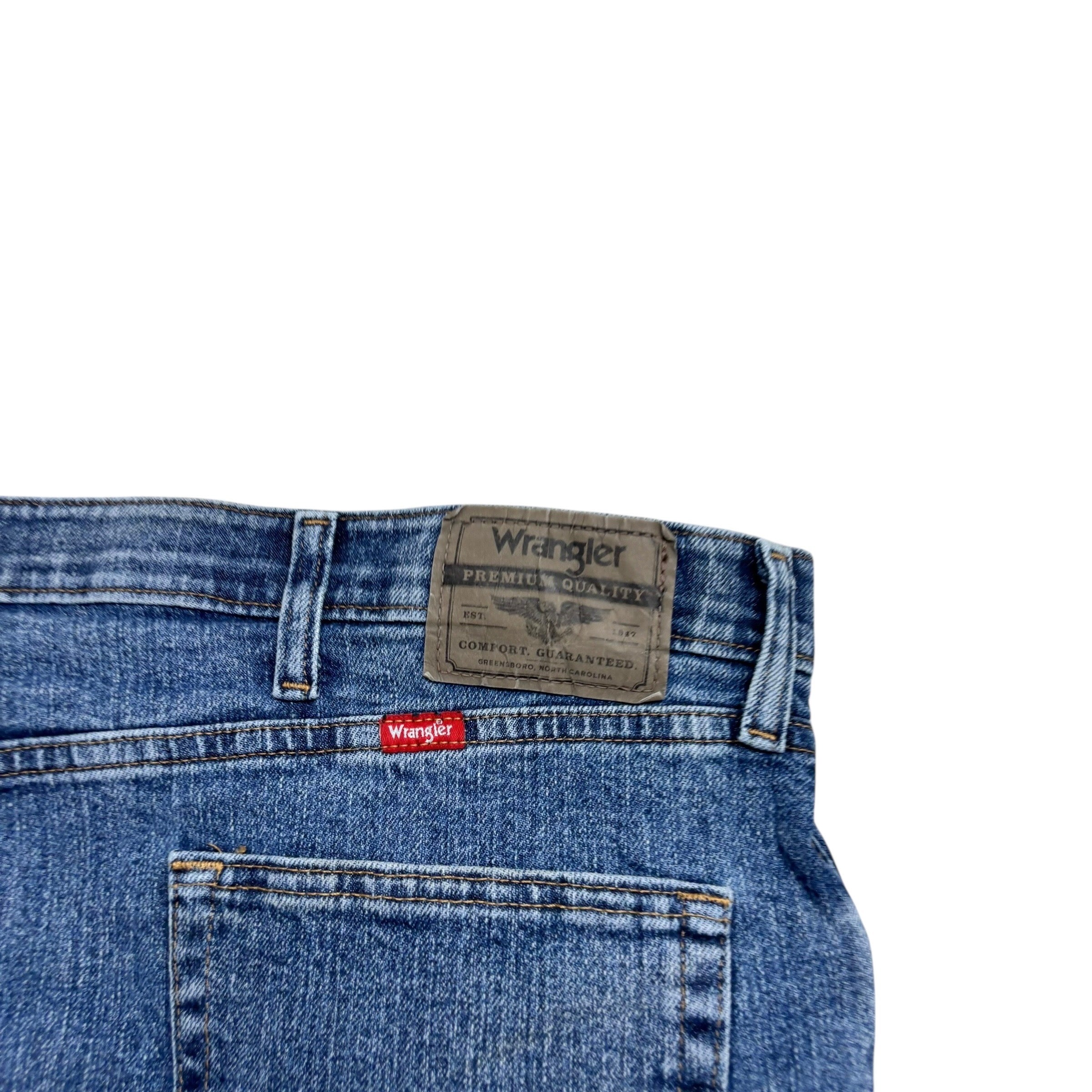 Wrangler Jeans W46 L29 Mens Mid Blue Regular Straight Fit Stretch Denim (E)