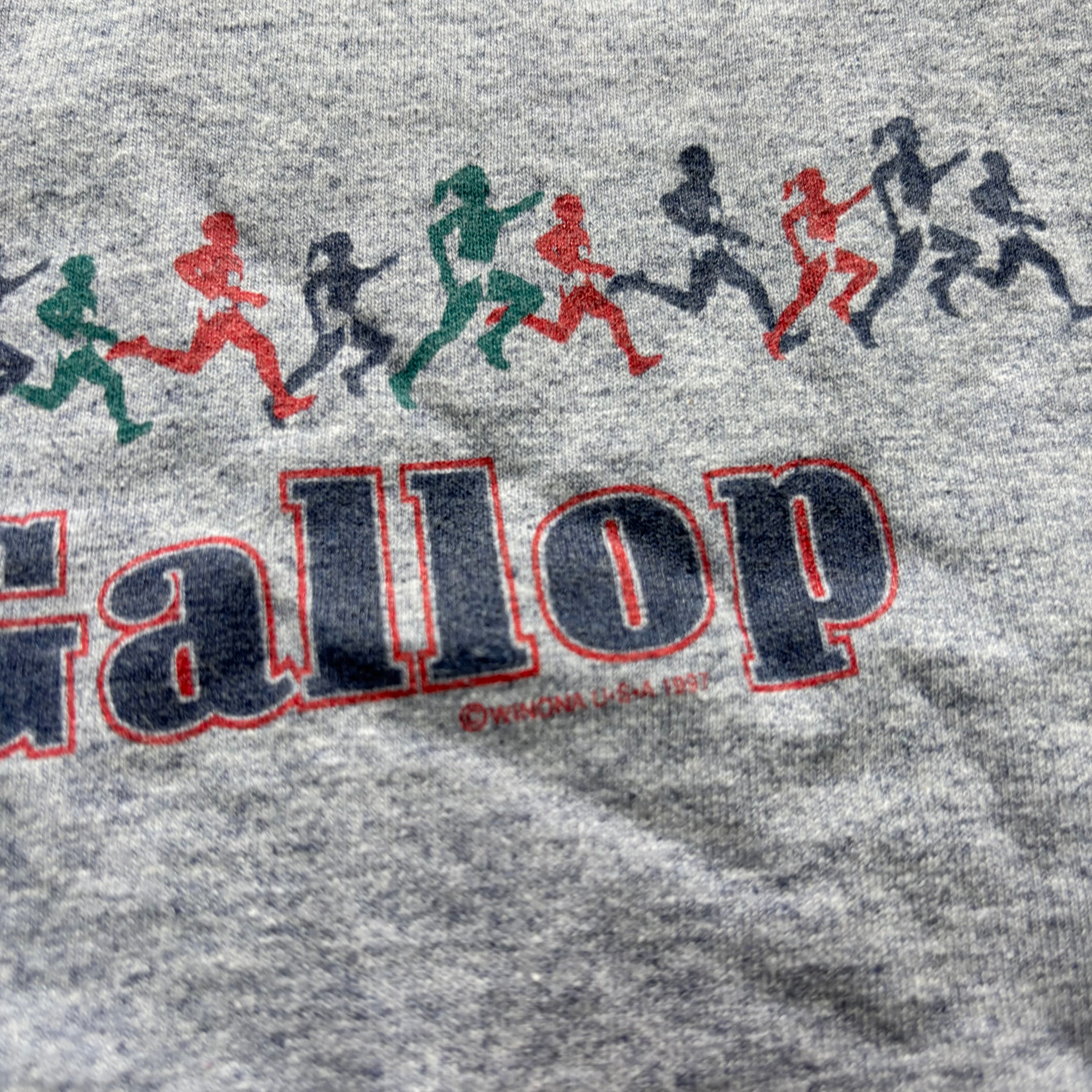 Vintage T Shirt Mens Small Grey Single Stitch Graphic Print 90s Run Race (E)