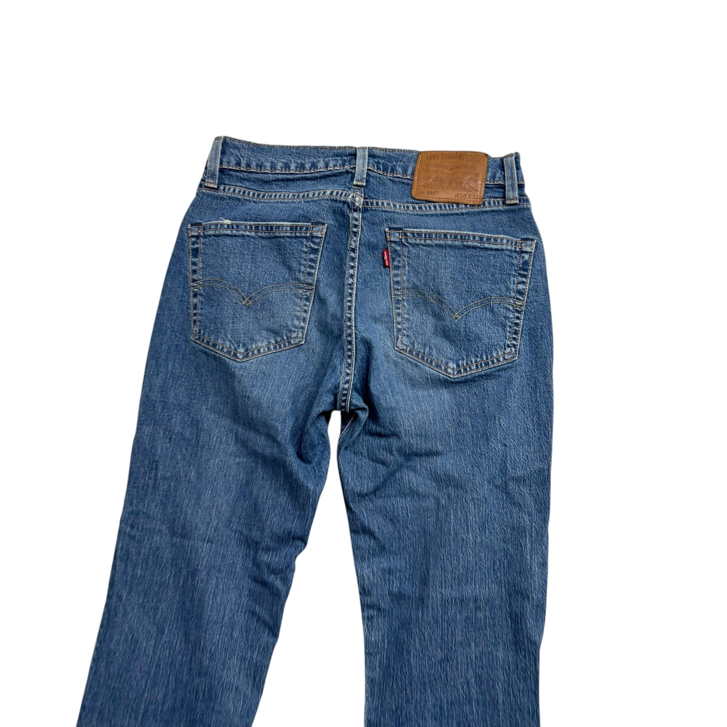 Levis 511 Jeans W29 L32 Mens Mid Blue Slim Fit Stretch Premium Denim (E)