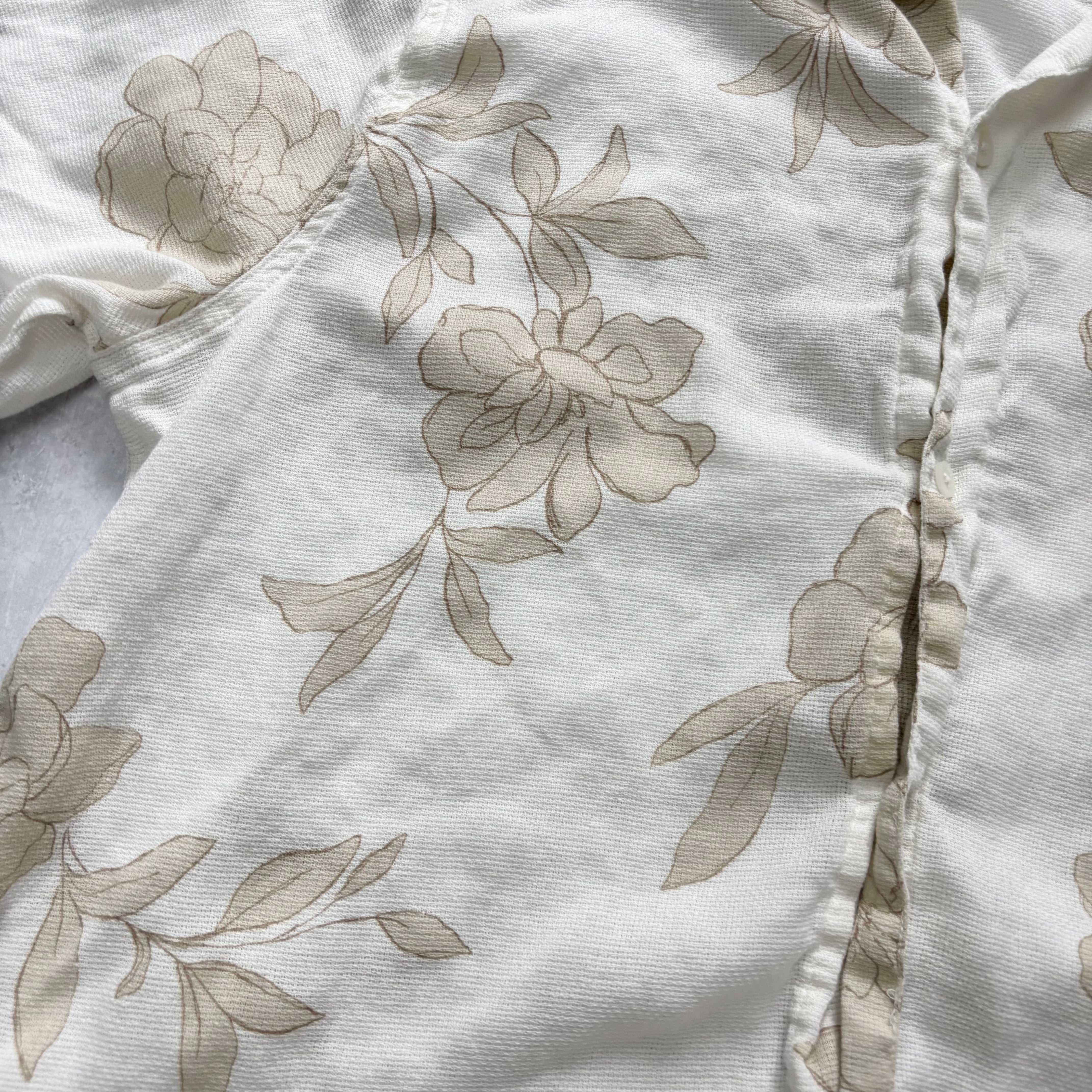 Hollister Hawaiian Shirt Mens Large White Aloha Short Sleeve Cotton Linen Blend
