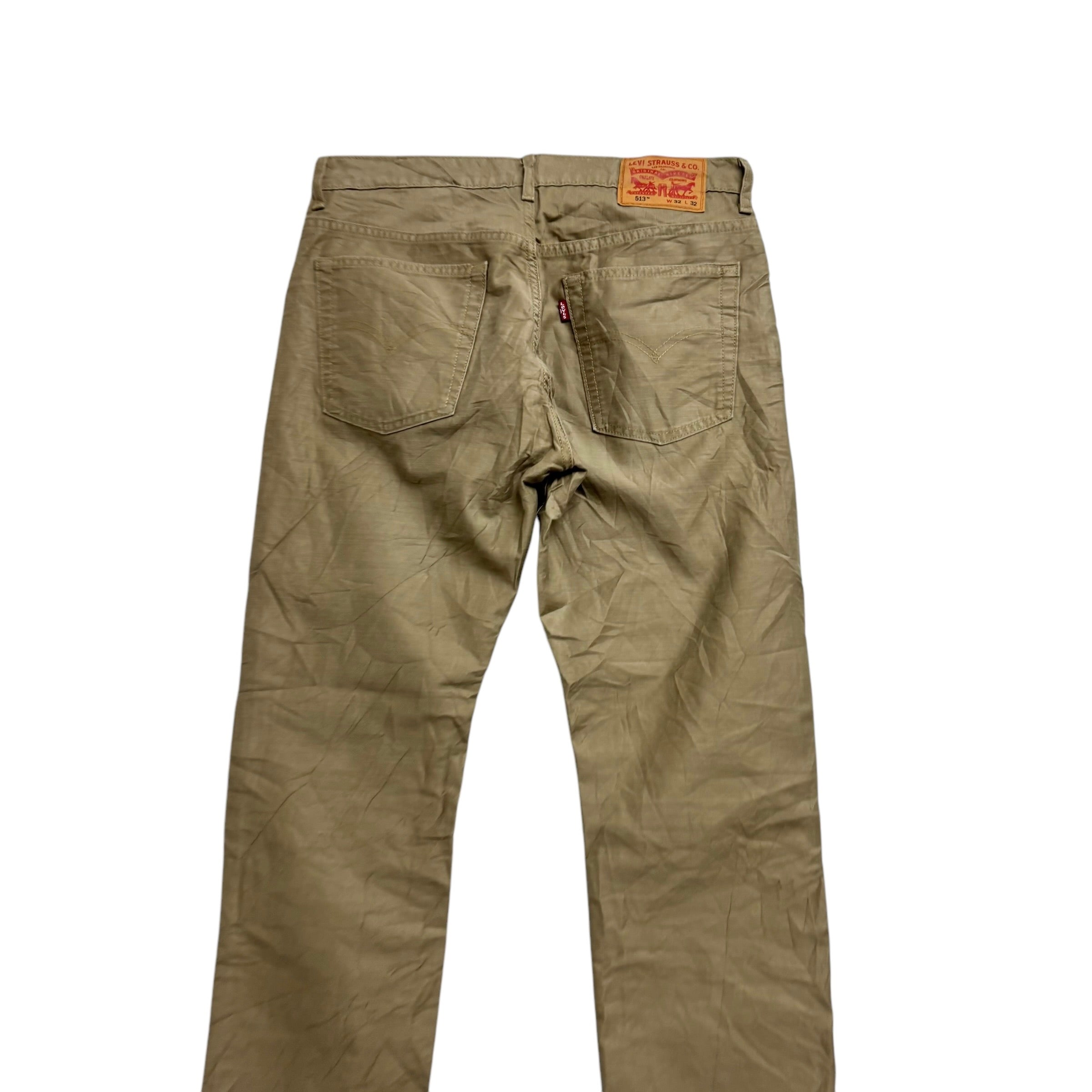 Levis 513 Trousers W32 L31 Mens Gold Tan Slim Straight Fit Denim