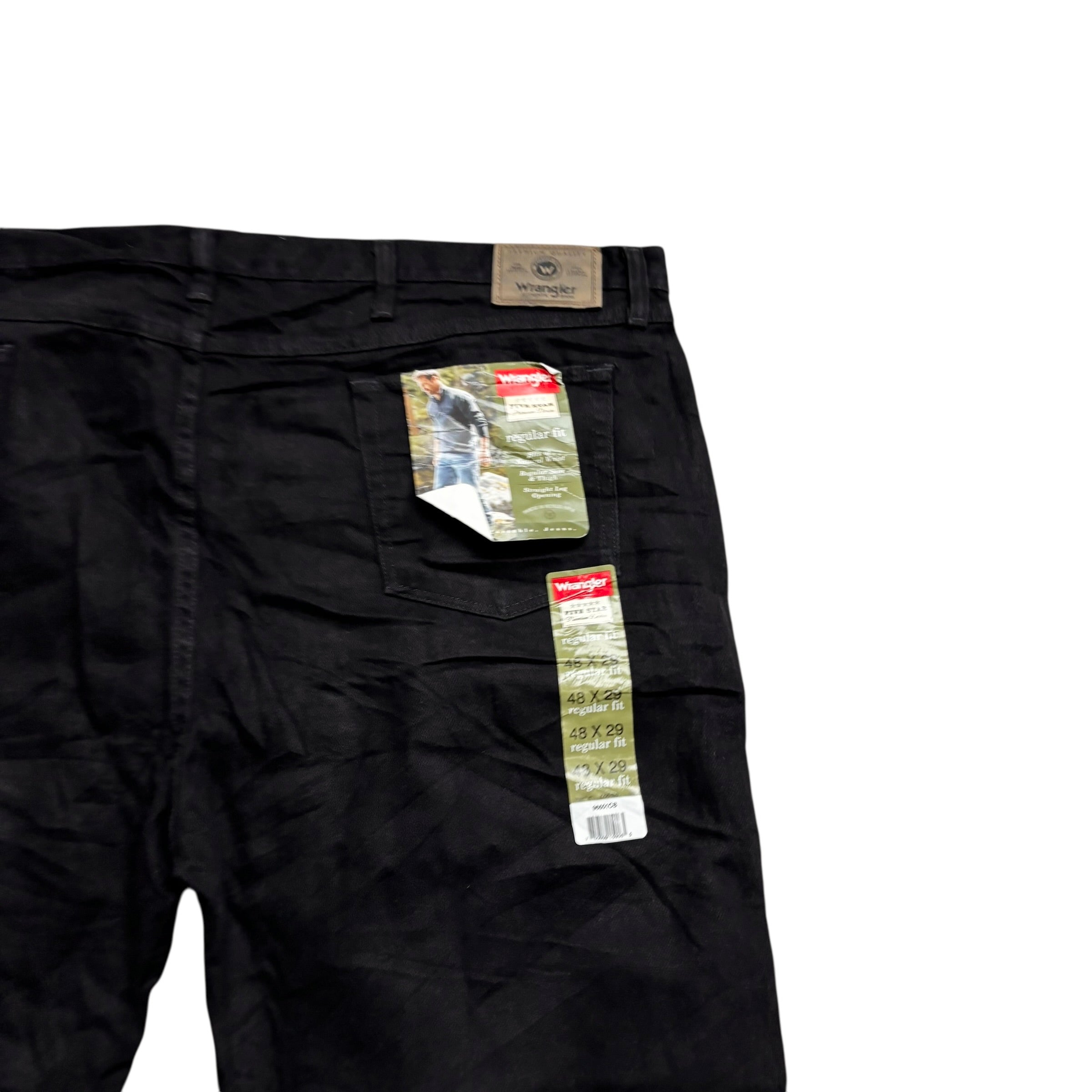 Wrangler Jeans W48 L29 Mens Black Regular Straight Fit Vintage Denim (E)