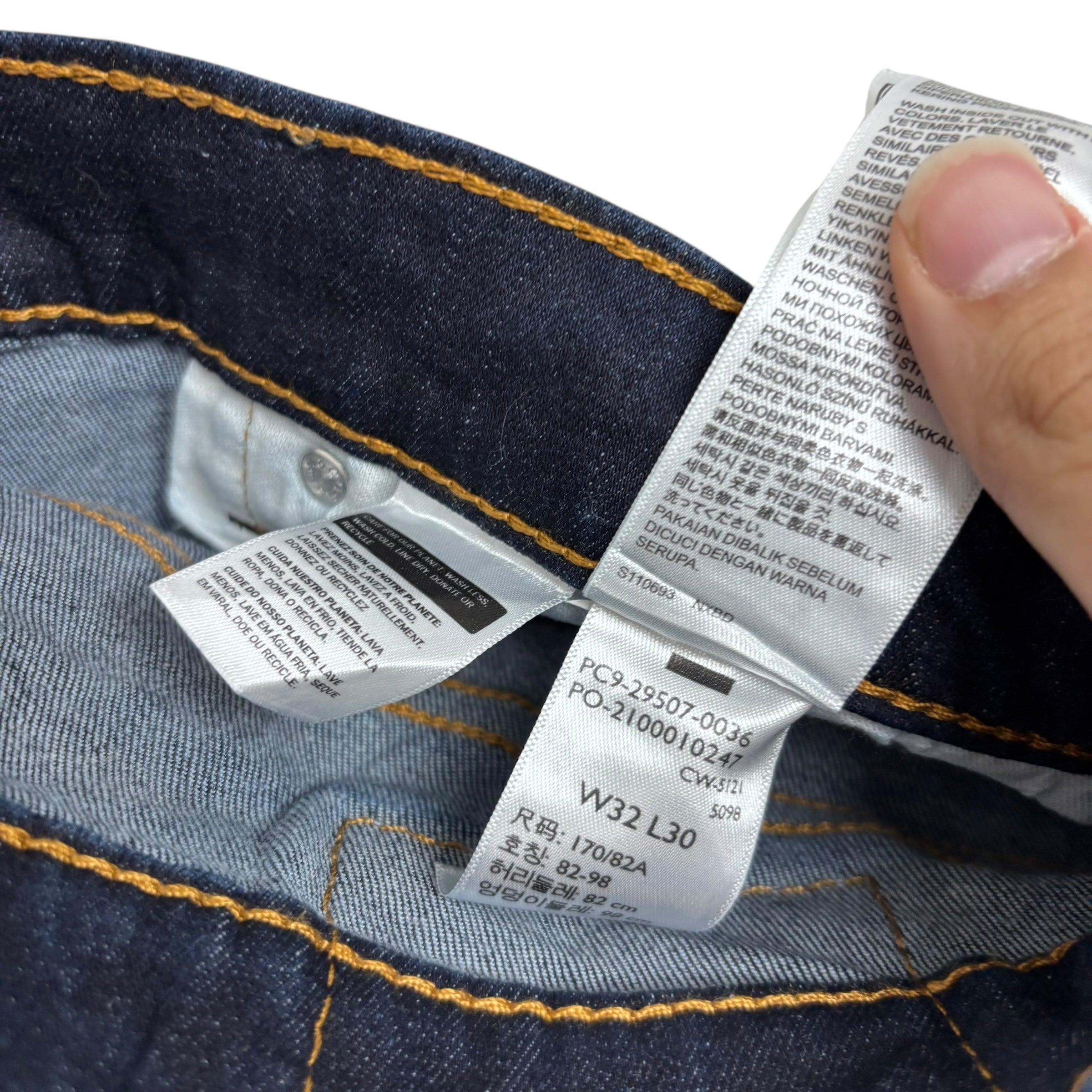 Levis 502 Jeans W32 L30 Mens Dark Blue Regular Tapered Fit Stretch Denim (E)