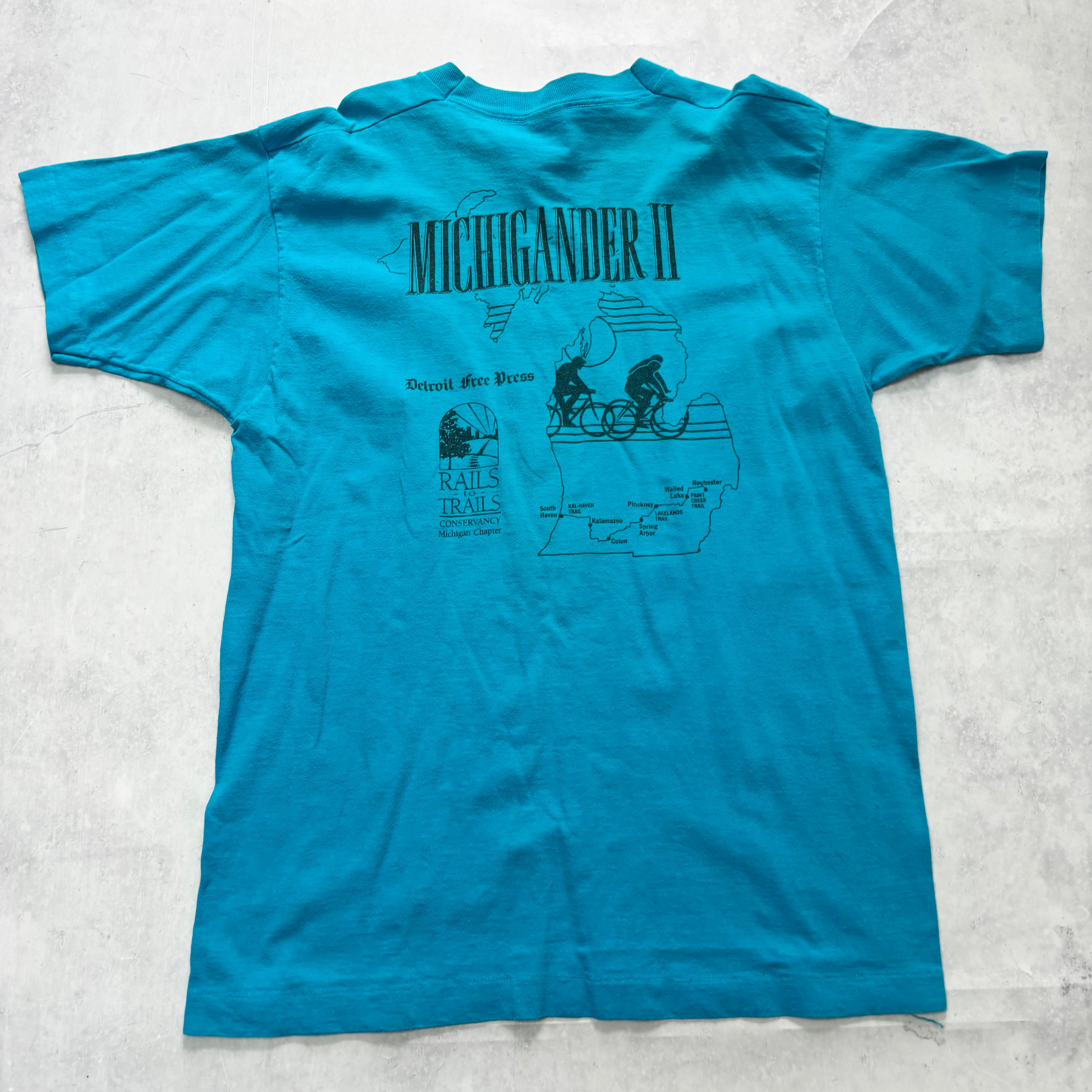 Vintage T Shirt Mens Large Blue Single Stitch Graphic Print 90s USA