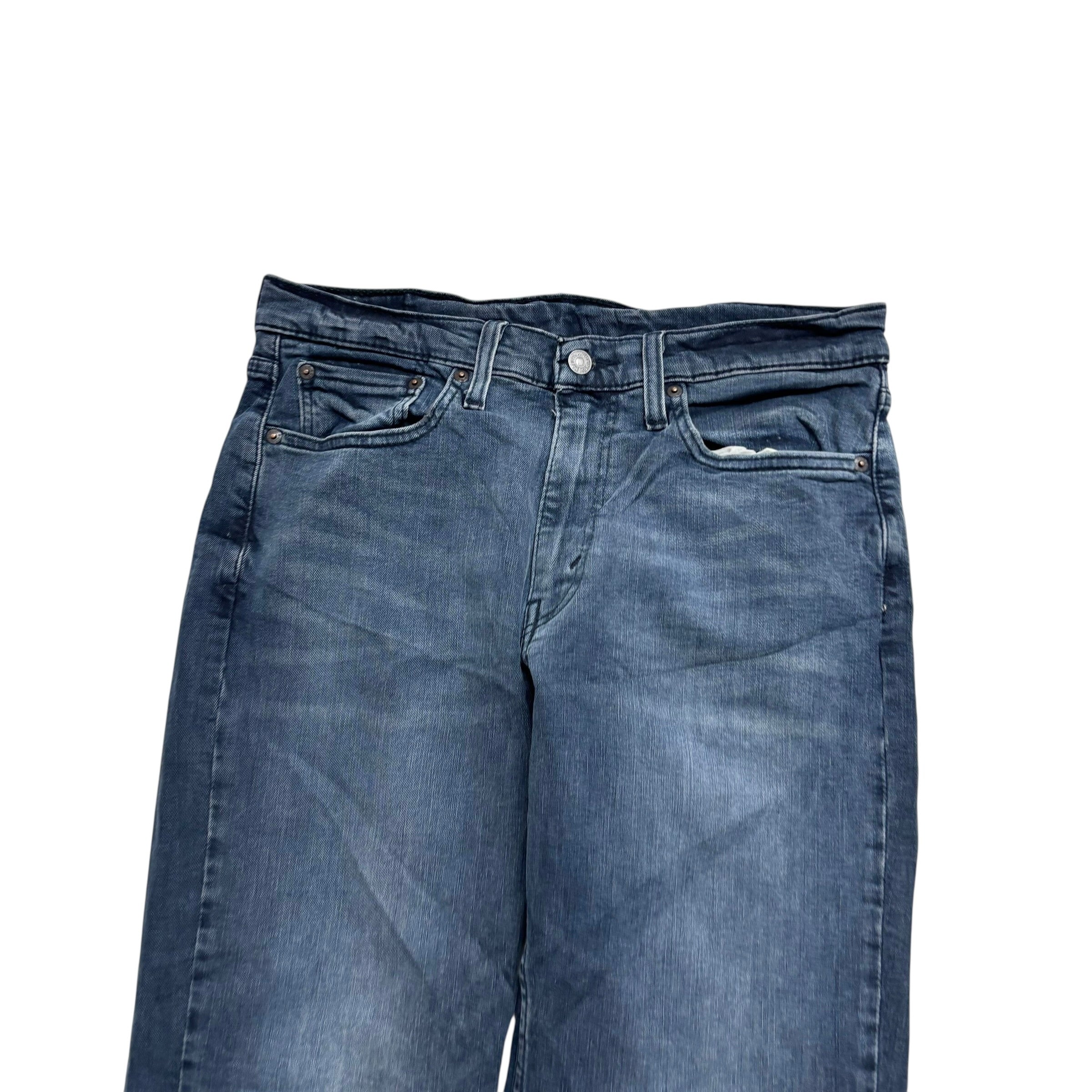 Levis 514 Jeans W32 L32 Mens Navy Blue Regular Straight Fit Stretch Denim (E)