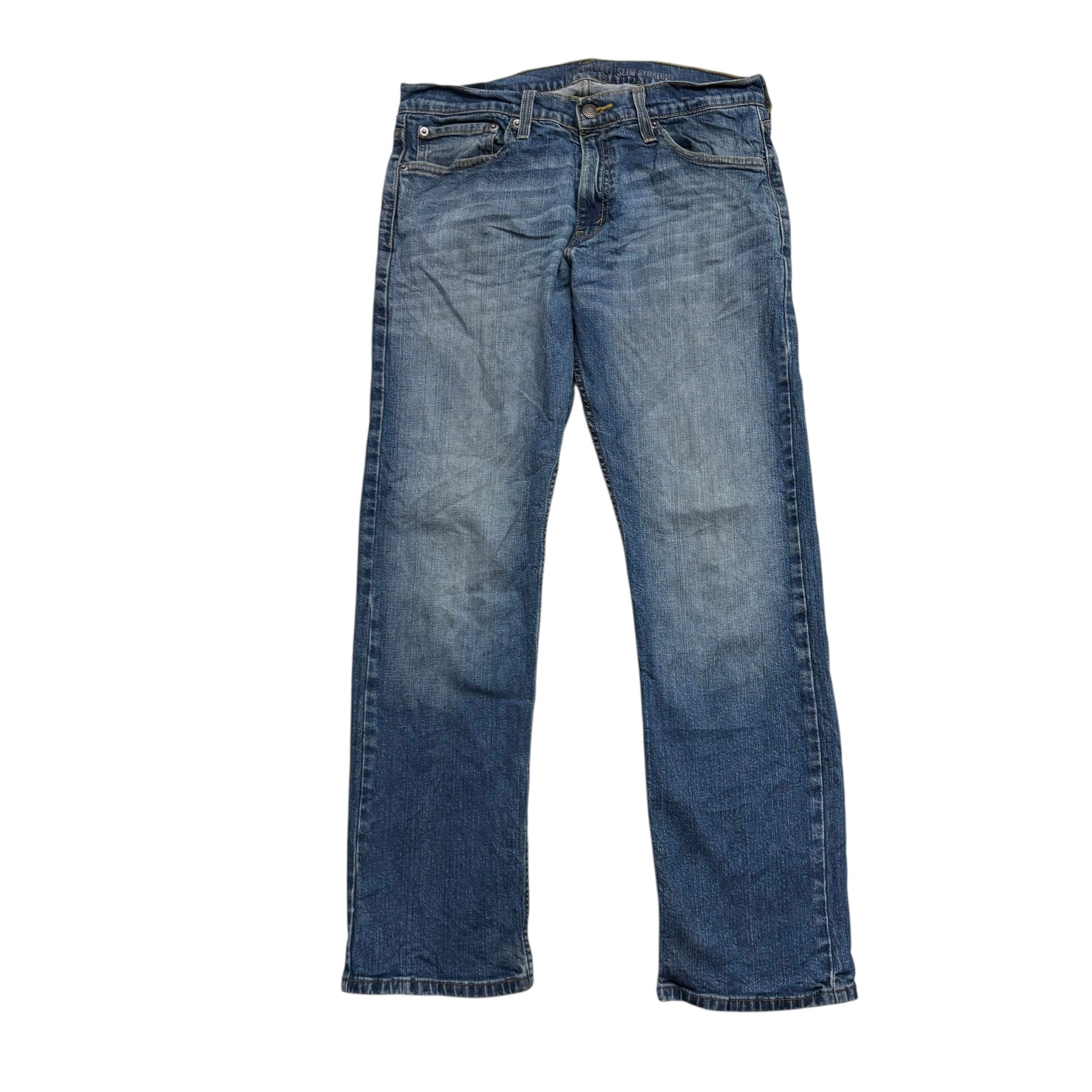 Levis Signature Jeans W32 L30 Mens Mid Blue Slim Straight Fit Stretch Denim